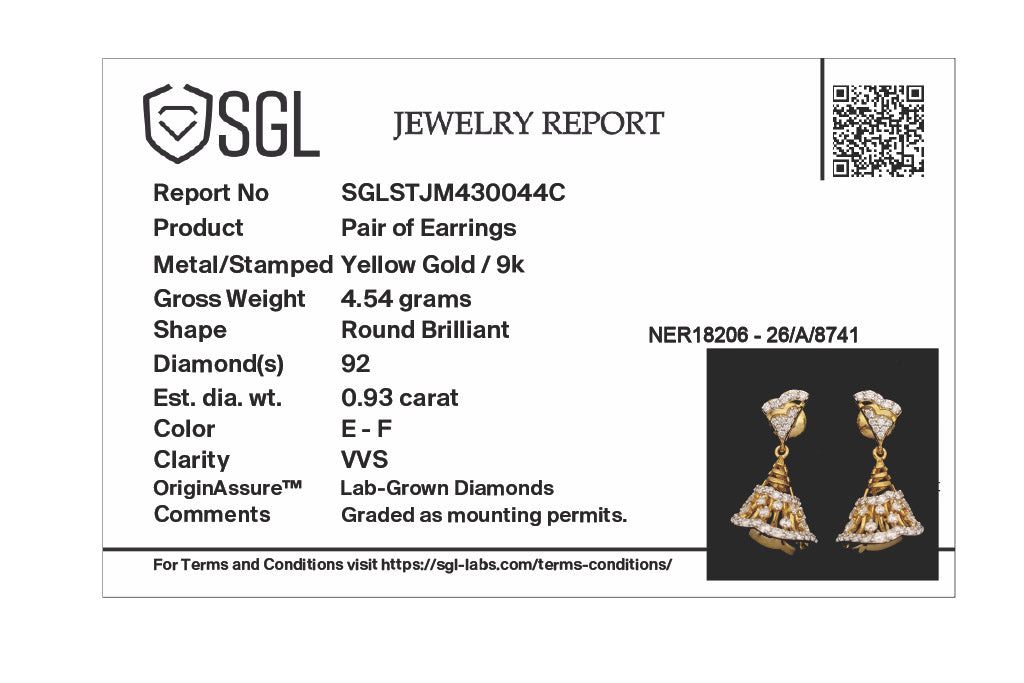 Kalanthea Diamond Jhumka Drop Earrings