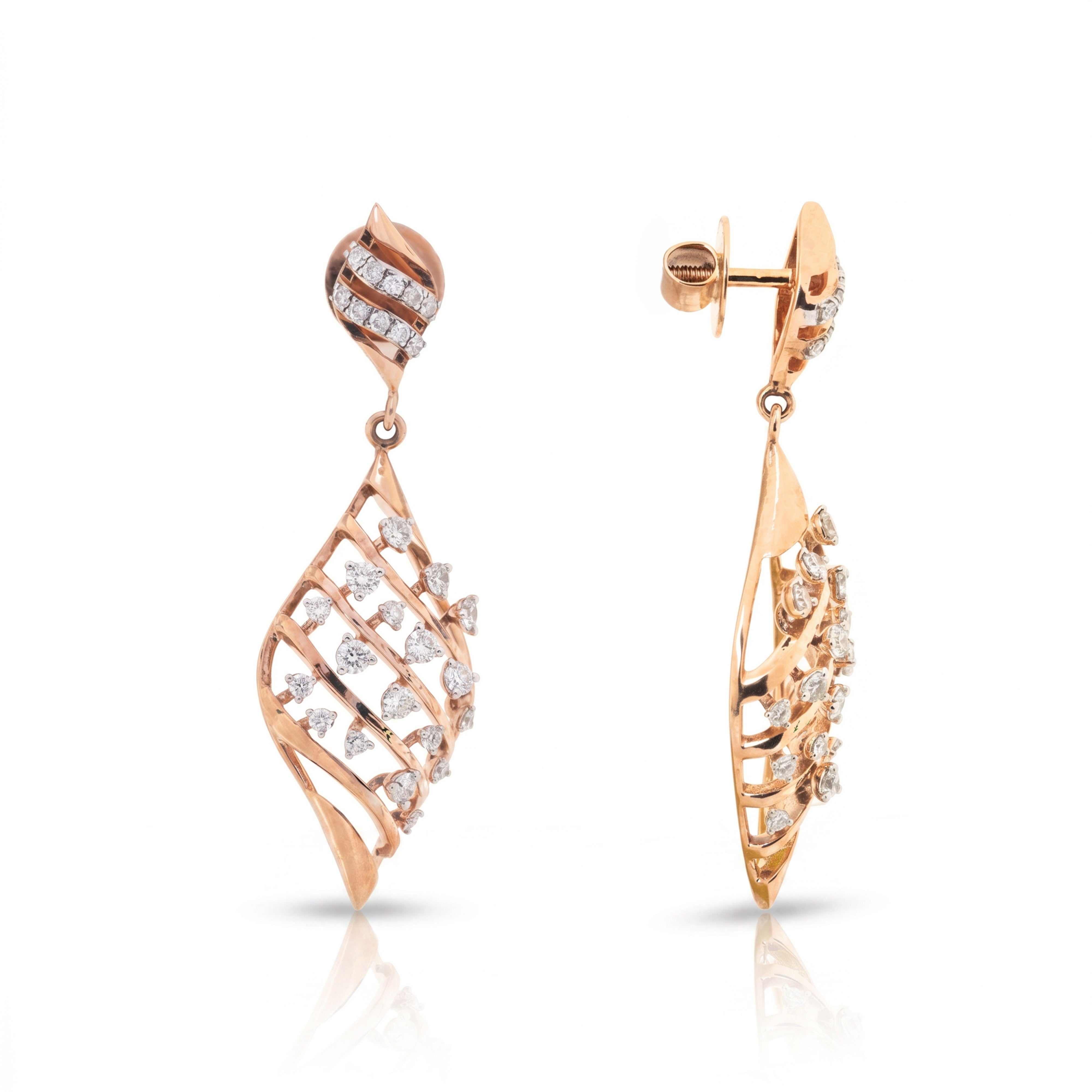 Mayura Leaf Diamond Drop Earrings