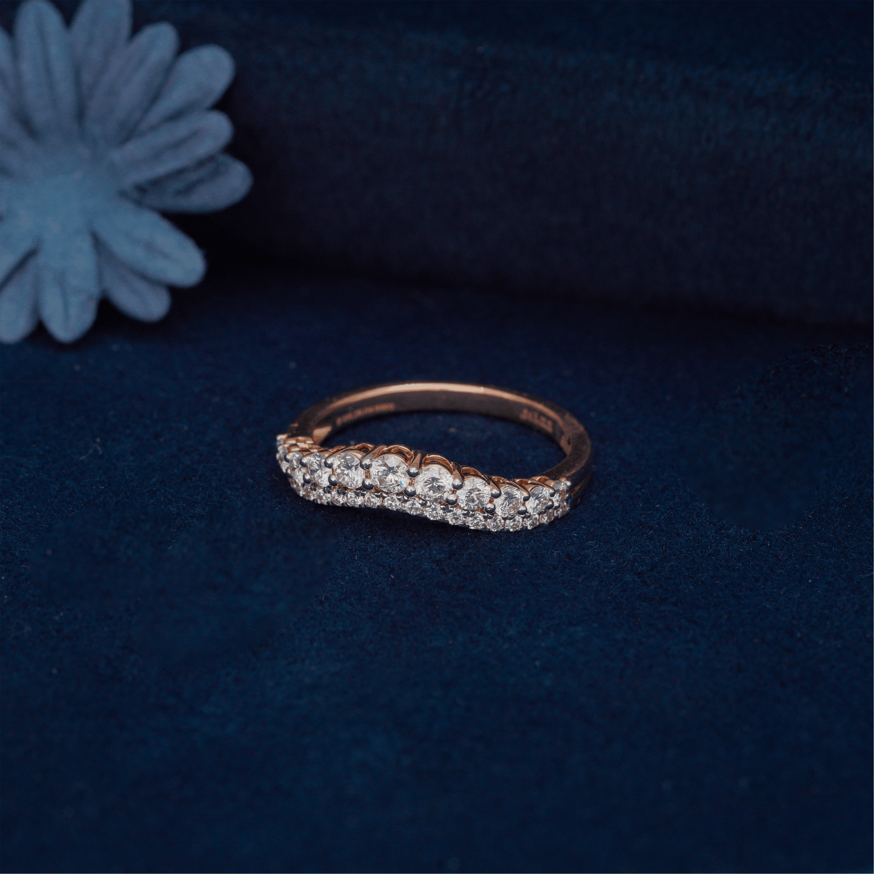 Selene Curved Double-Row Diamond Wedding Band