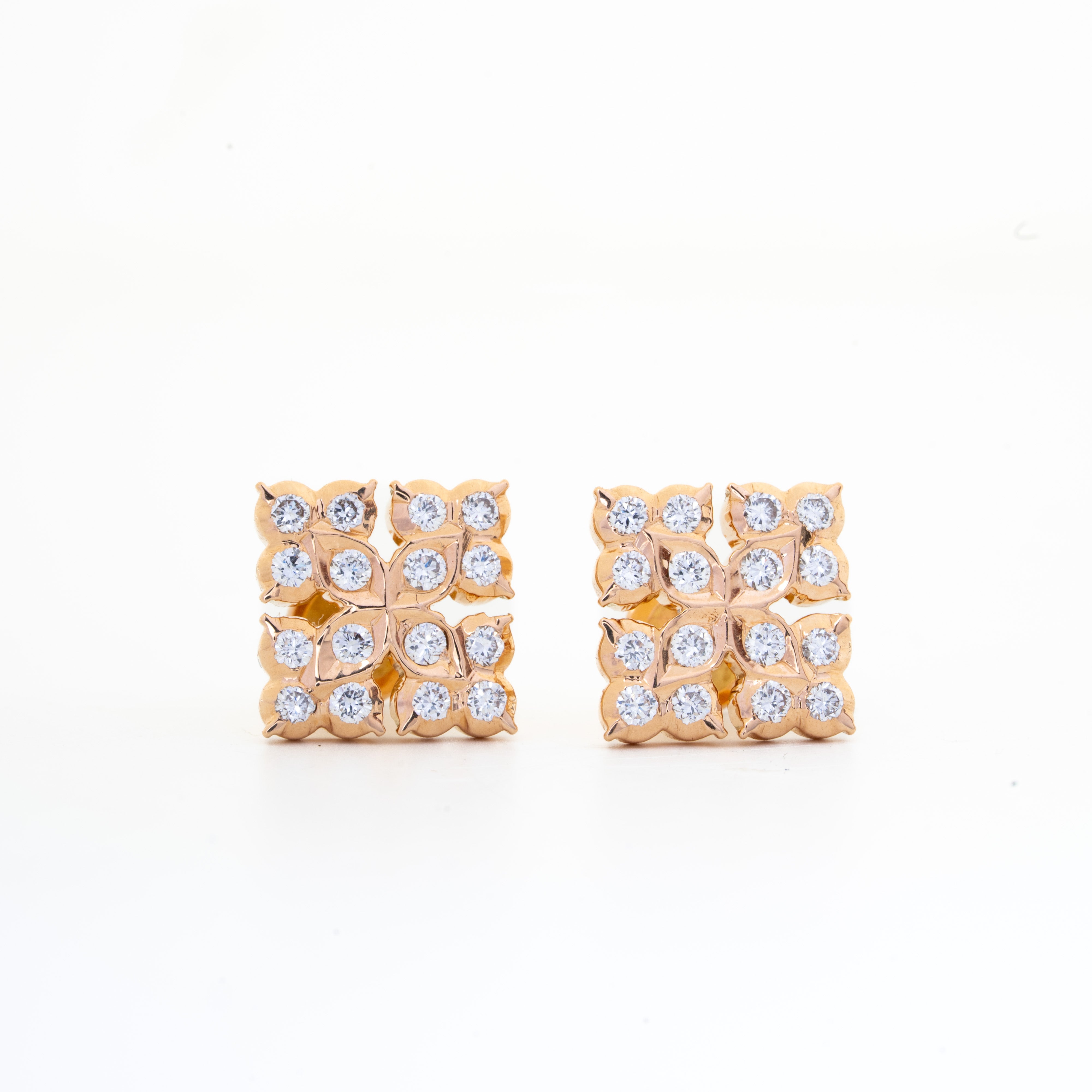 Heritage Yellow Gold Closed Setting Diamond Thodu Earrings