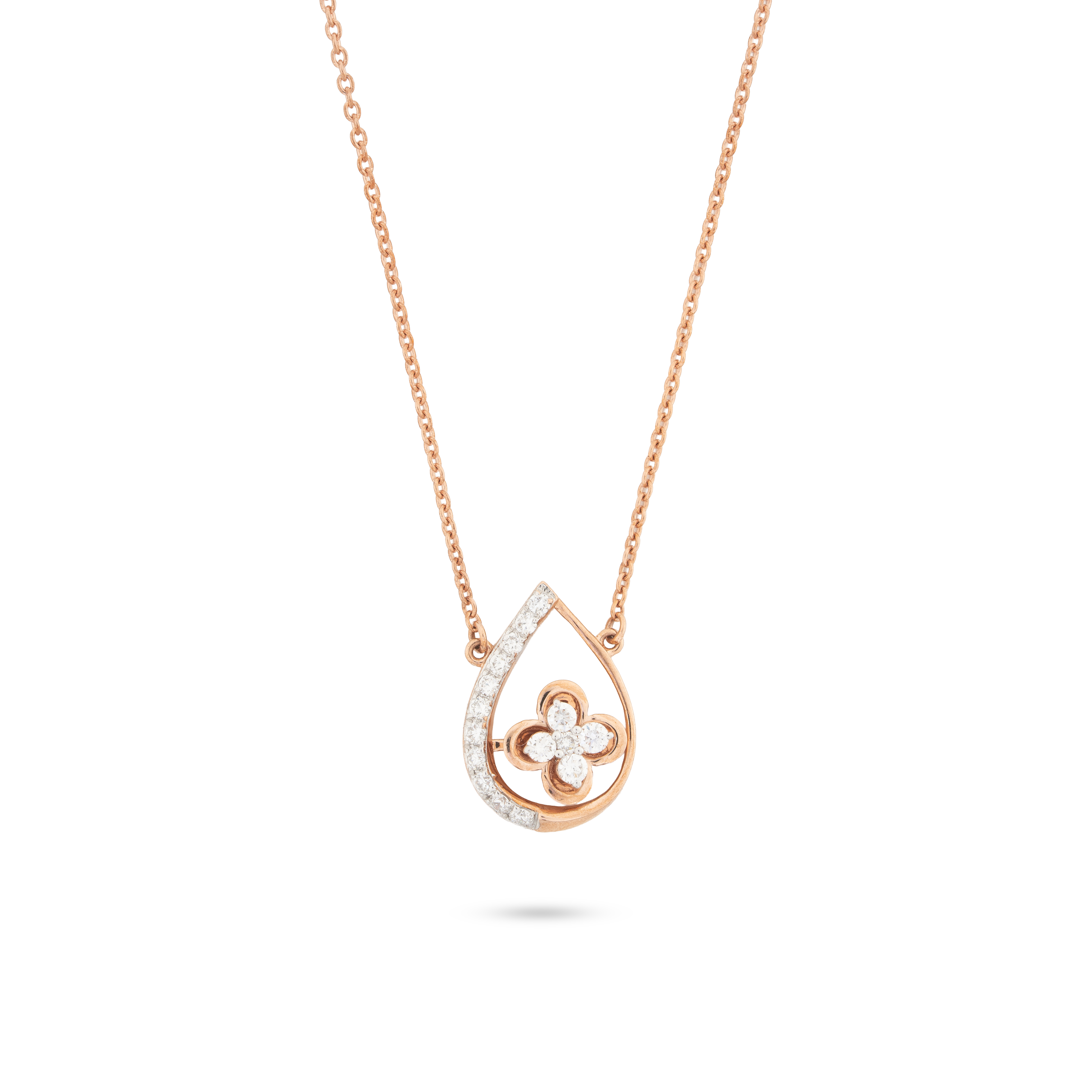 Floral Teardrop Lab Grown Diamond Pendant Necklace