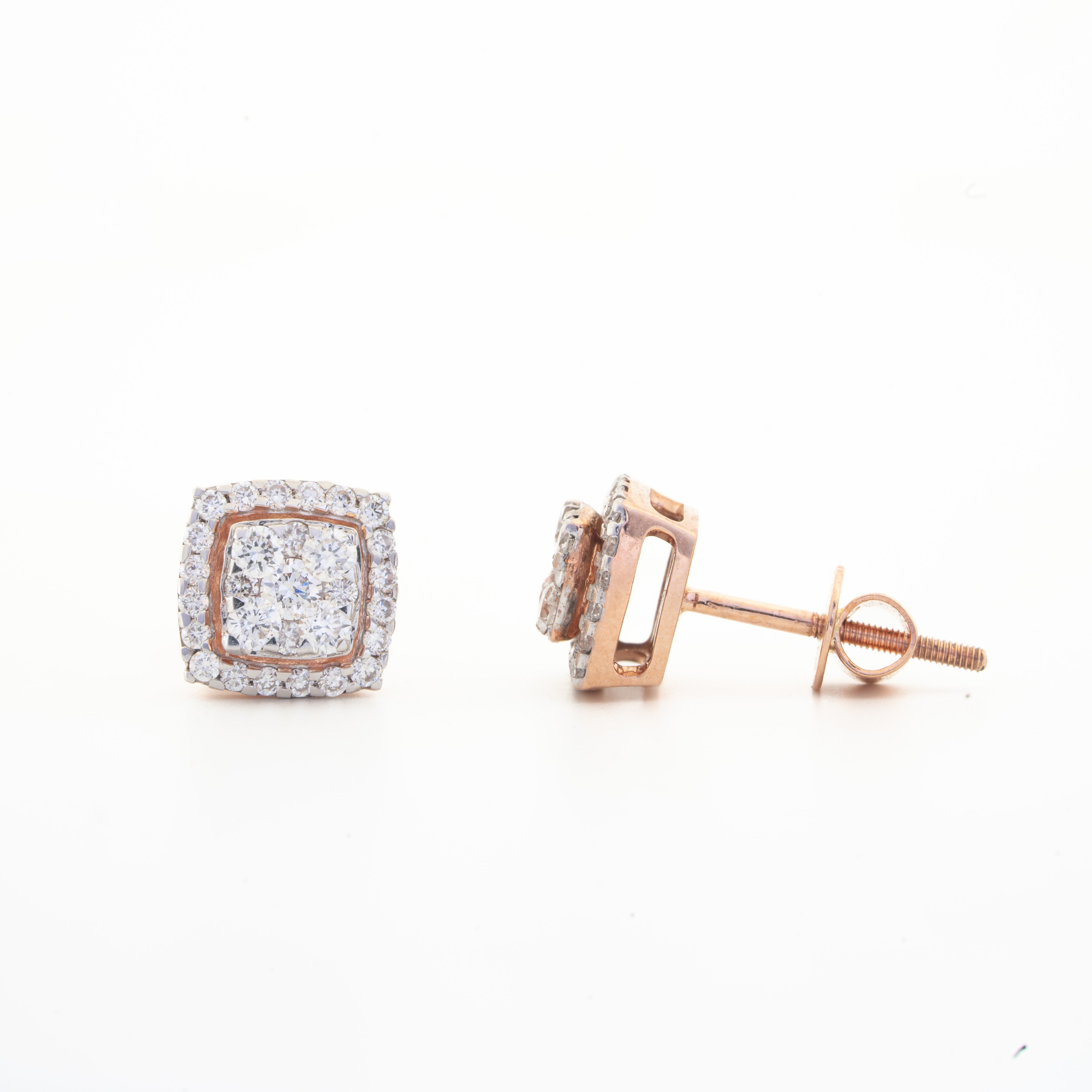 Cushion Halo Diamond Stud Earrings