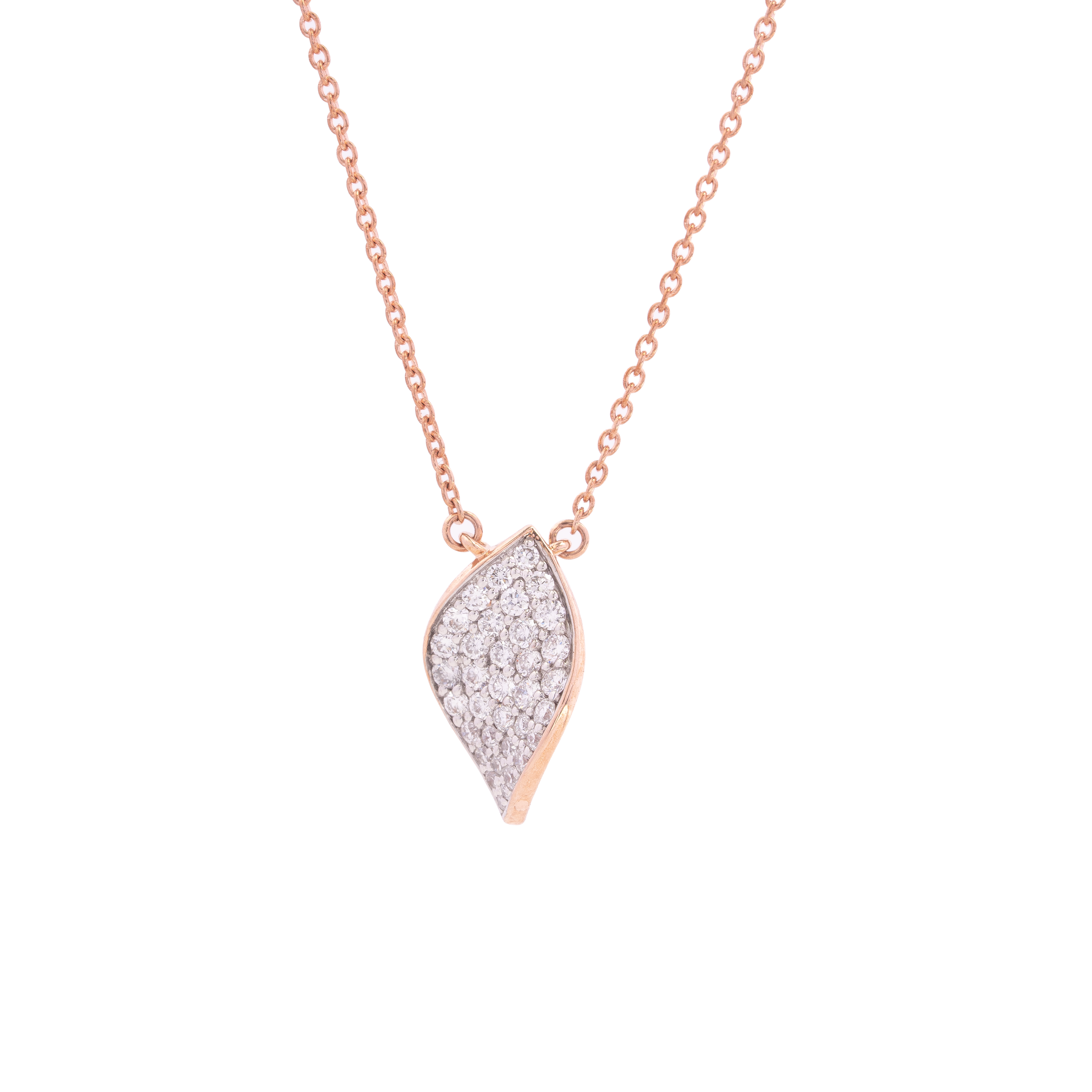Leaf Pavé Diamond Pendant Necklace