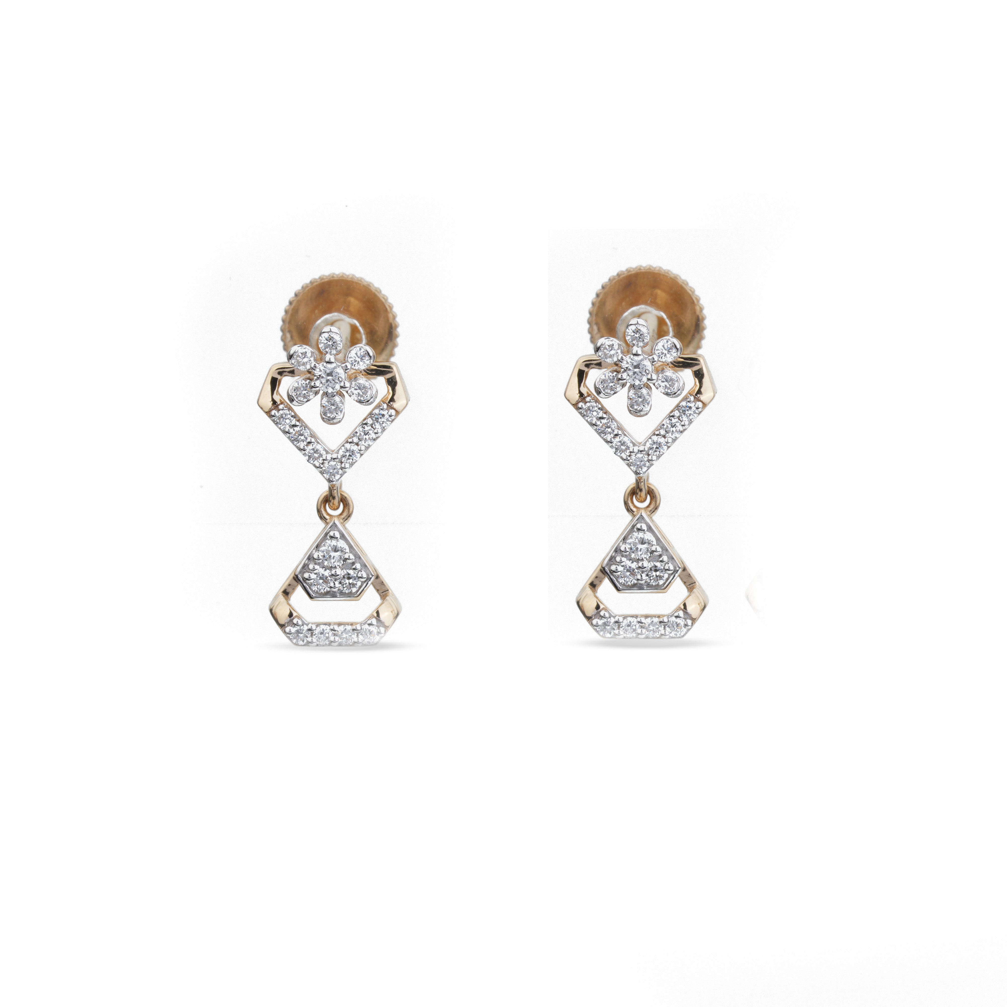 Floral Geometric Lab-Grown Diamond Drop Earrings