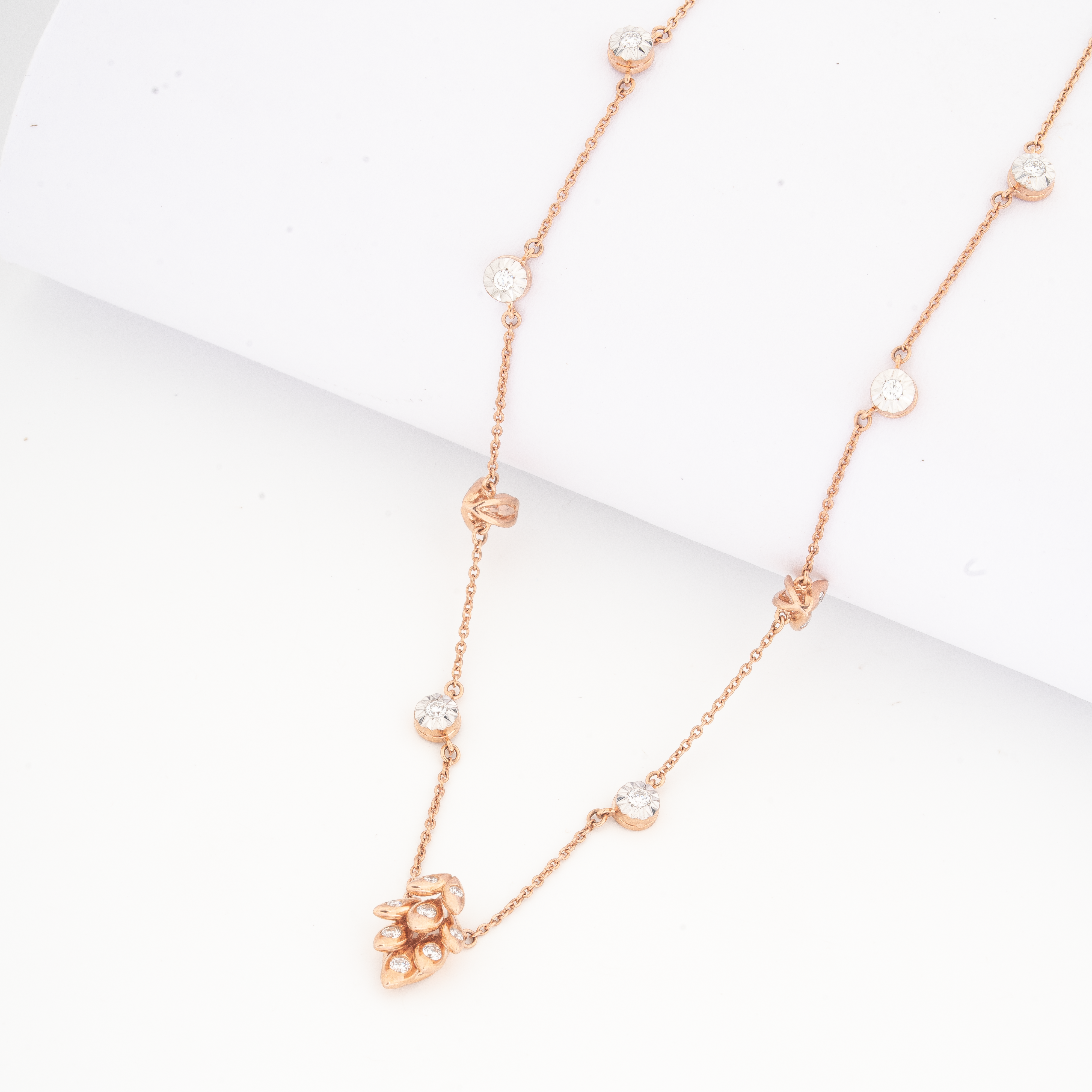Leaf Charm Diamond Pendant Necklace