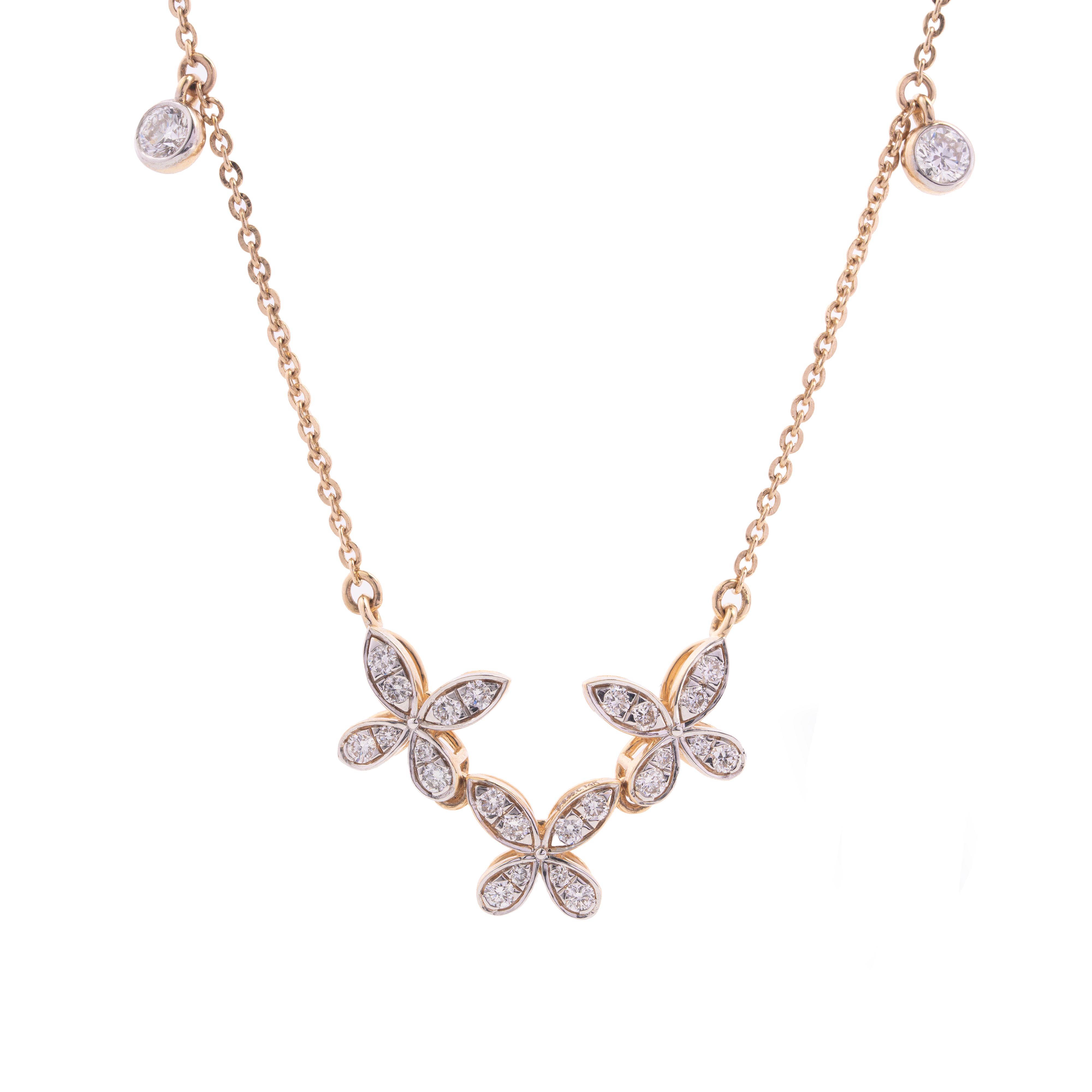 Butterfly Charm Diamond Pendant Necklace