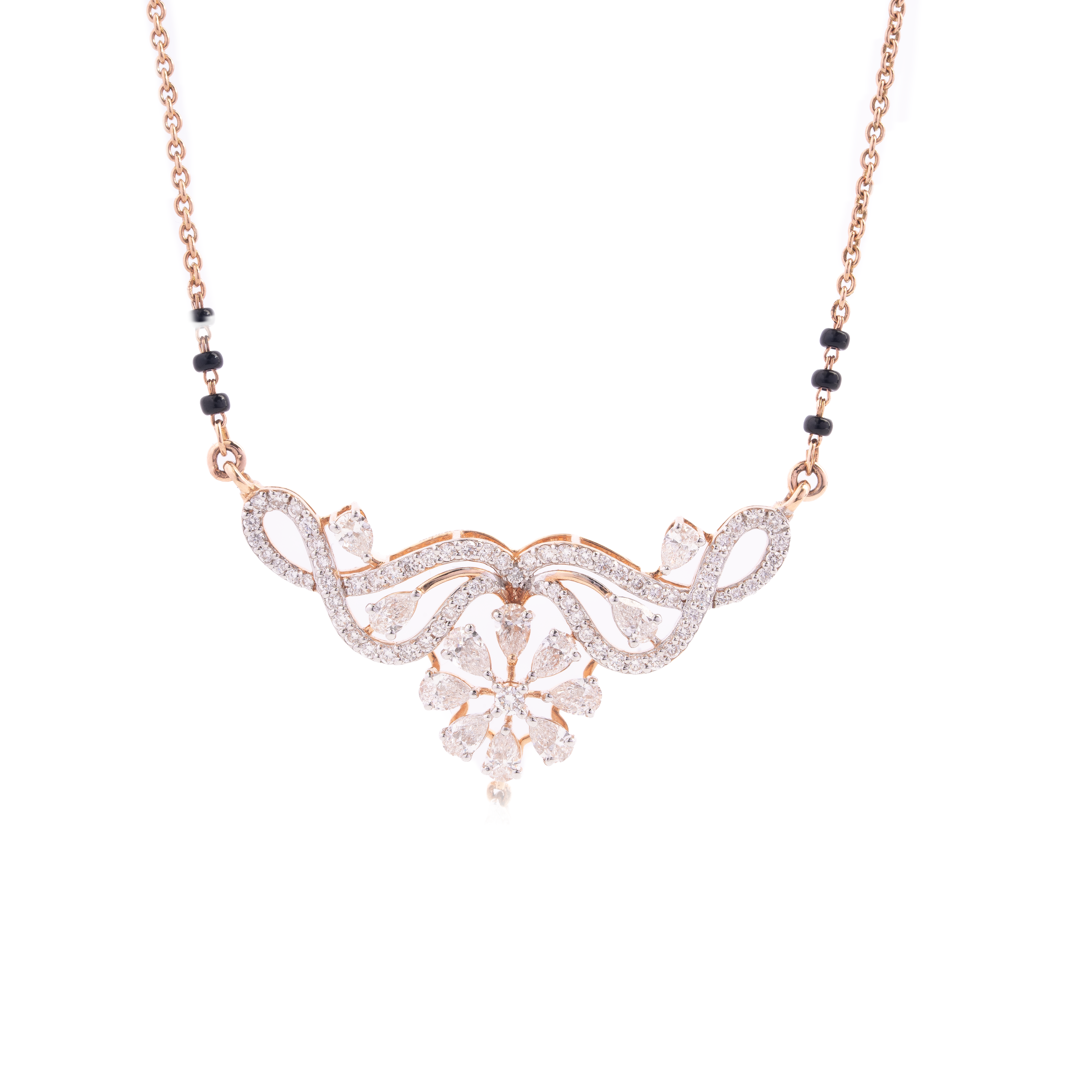 Floral Grace Diamond Mangalsutra Pendant