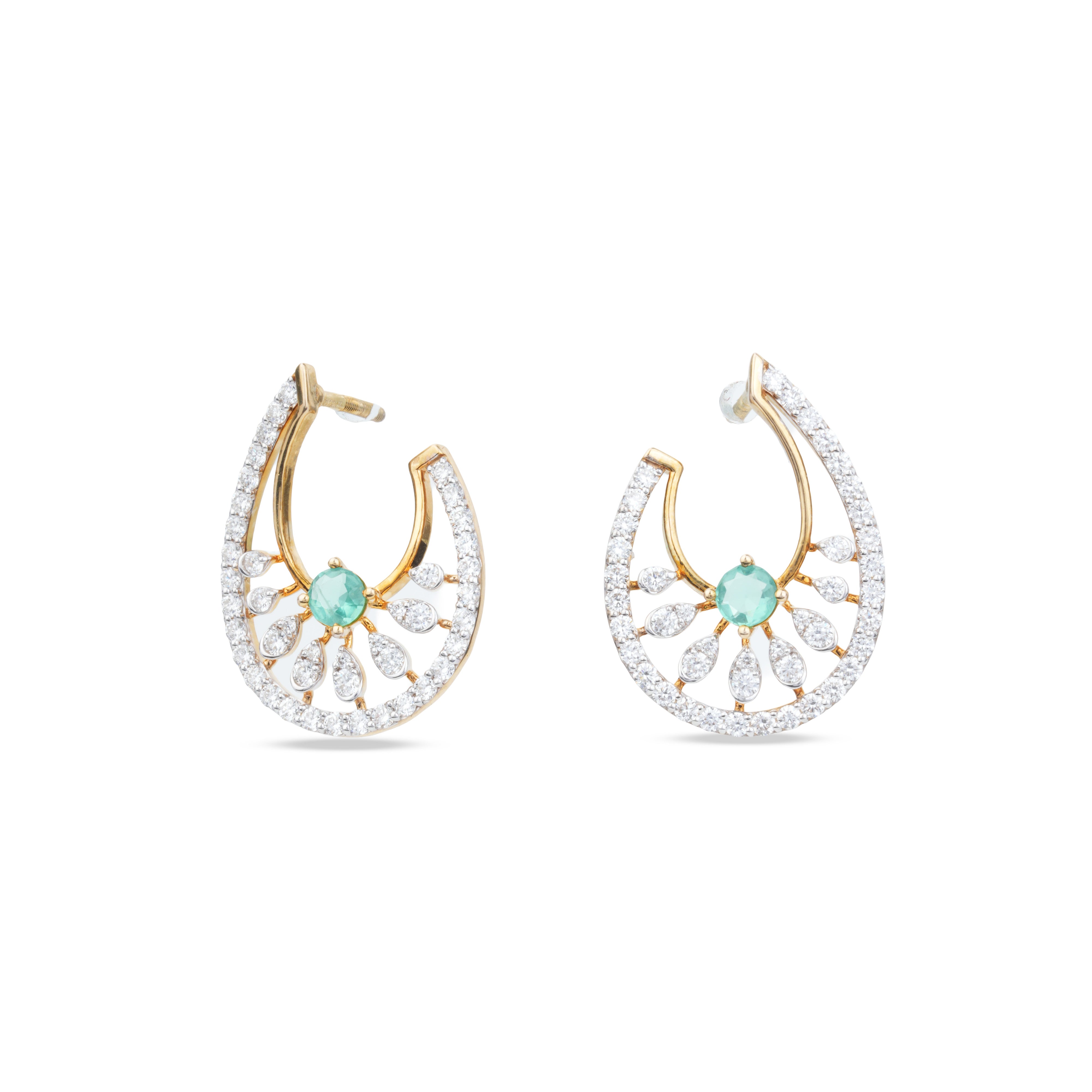 Emerald Eclipse Floral Hoop Earrings