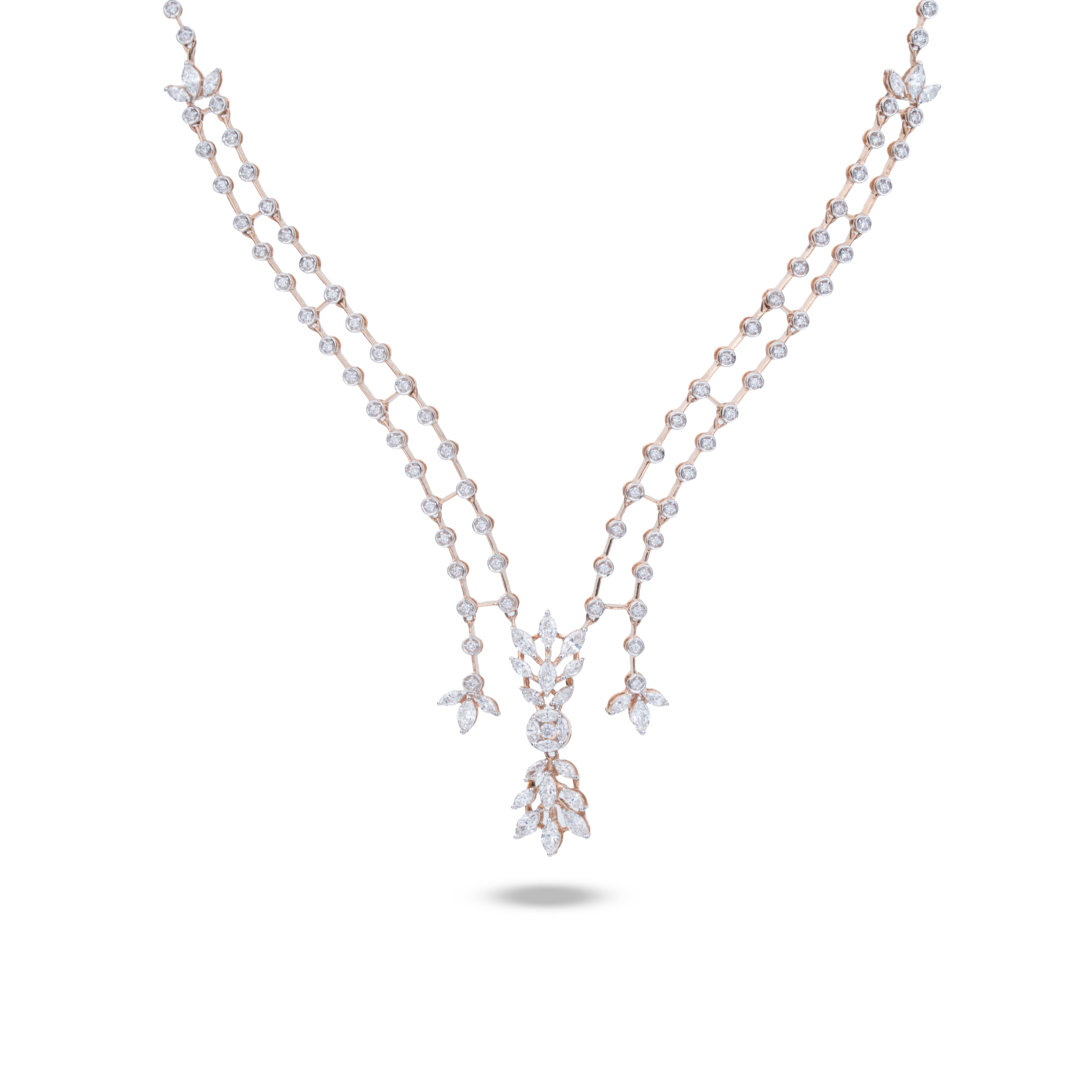 Marquise Leaf Diamond Cascade Necklace