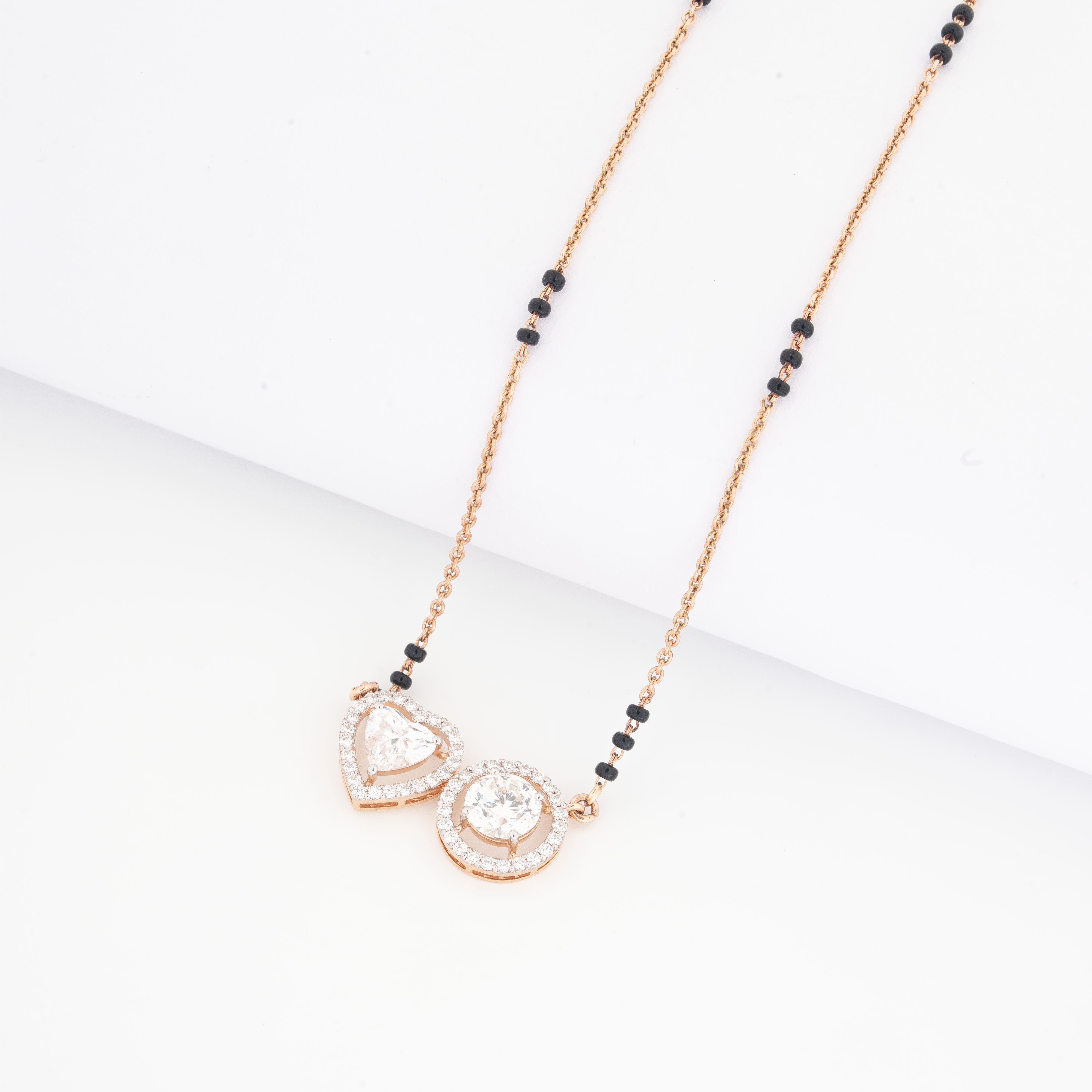 Twin Halo Diamond Mangalsutra Pendant
