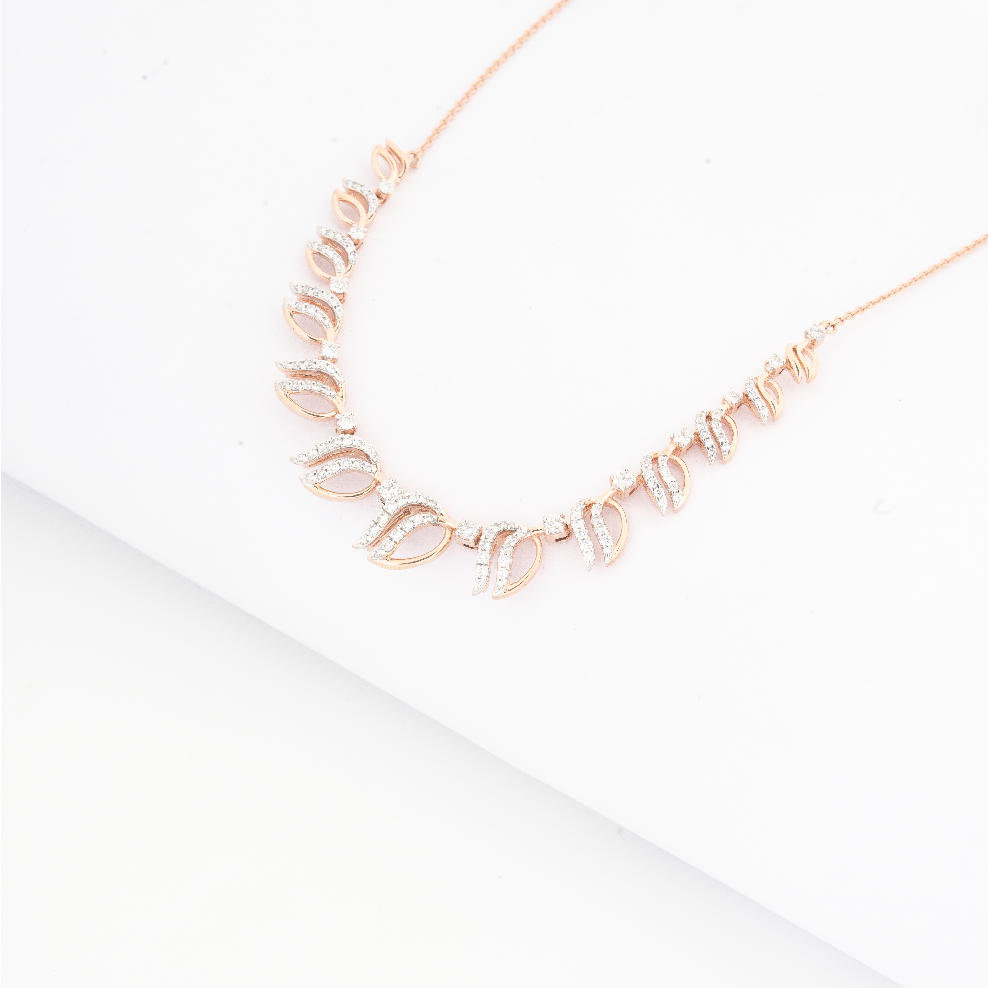 Leaf Motif Diamond Pendant Necklace