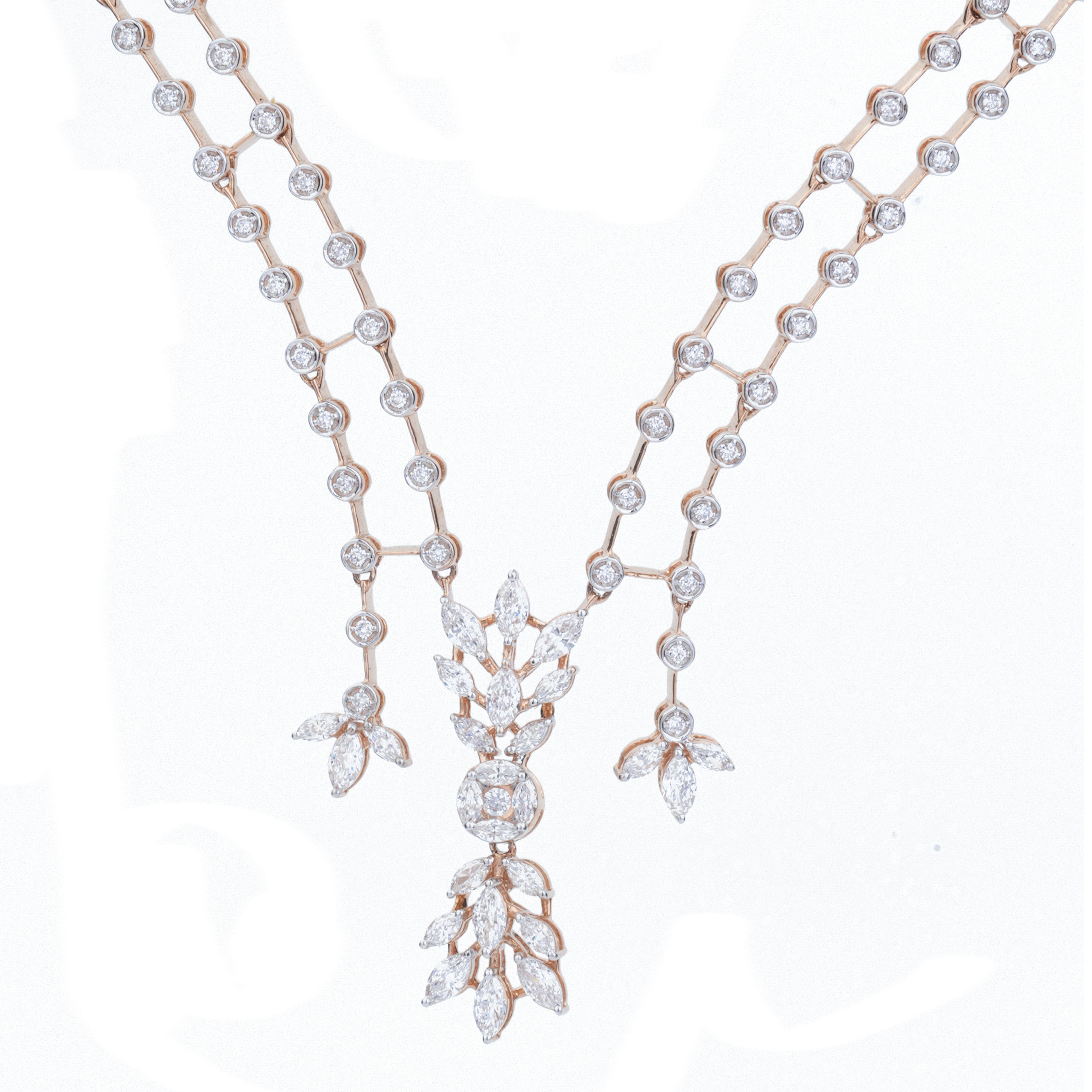 Marquise Leaf Diamond Cascade Necklace