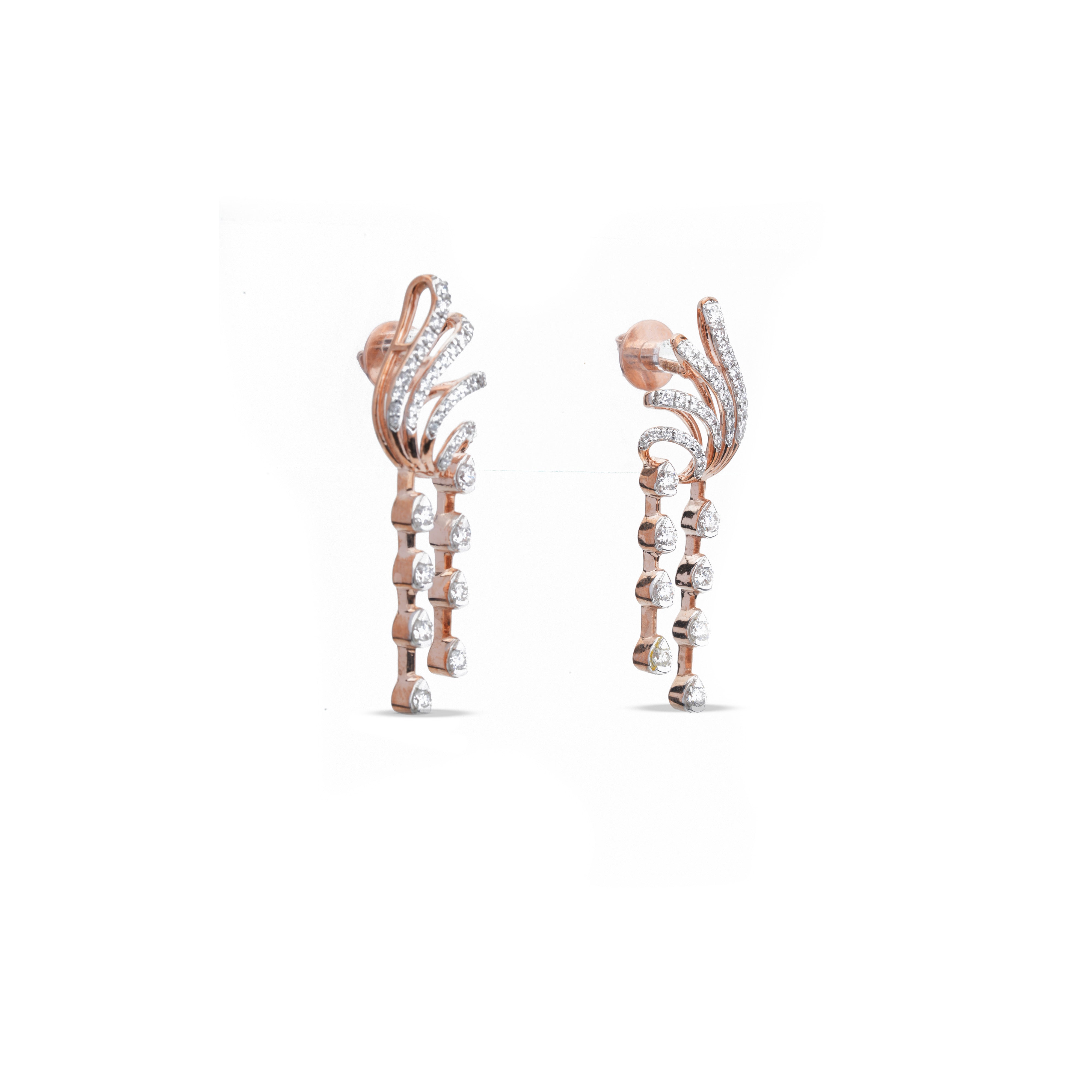Wave Cascade Lab-Grown Diamond Drop Earrings