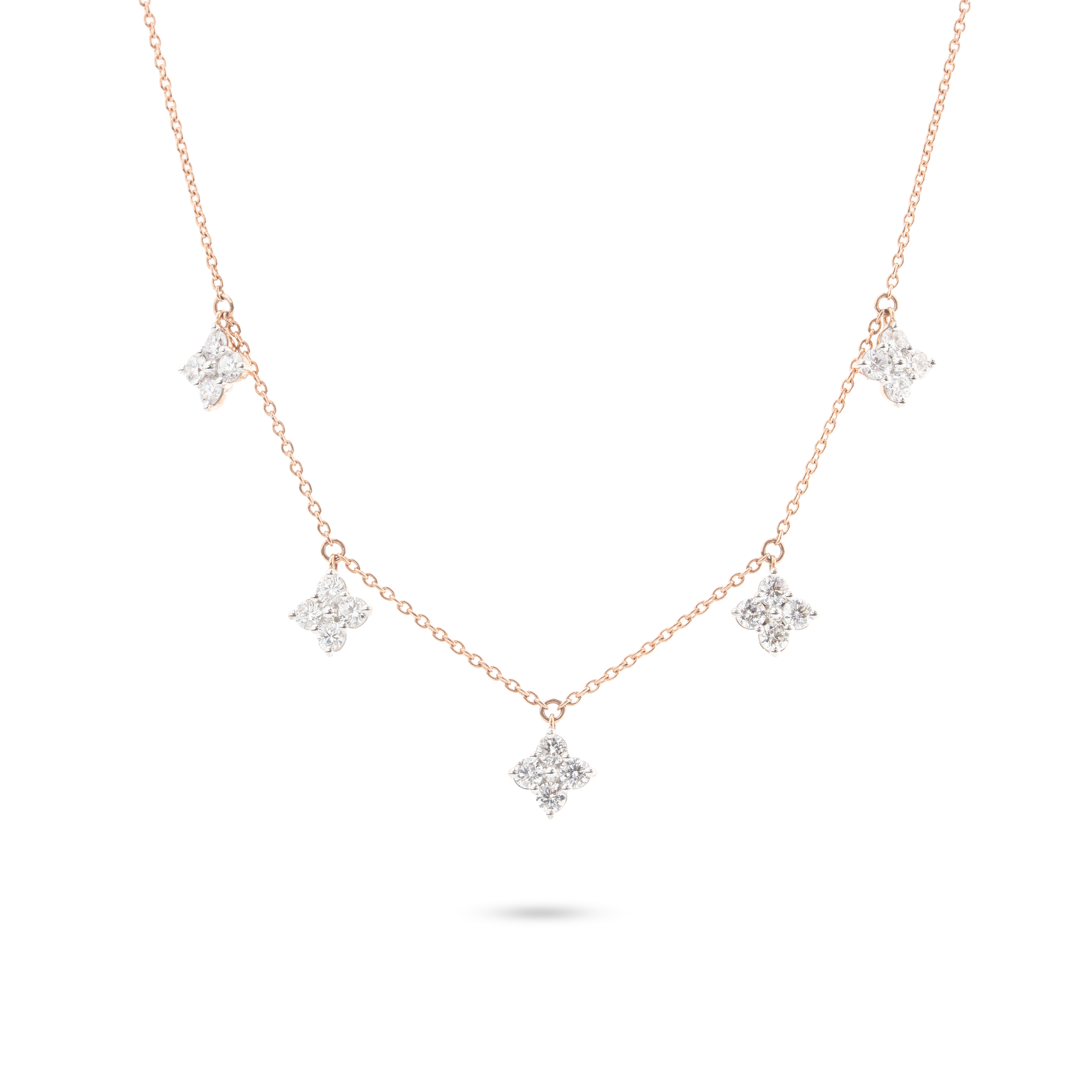 Four Petal Diamond Pendant Necklace