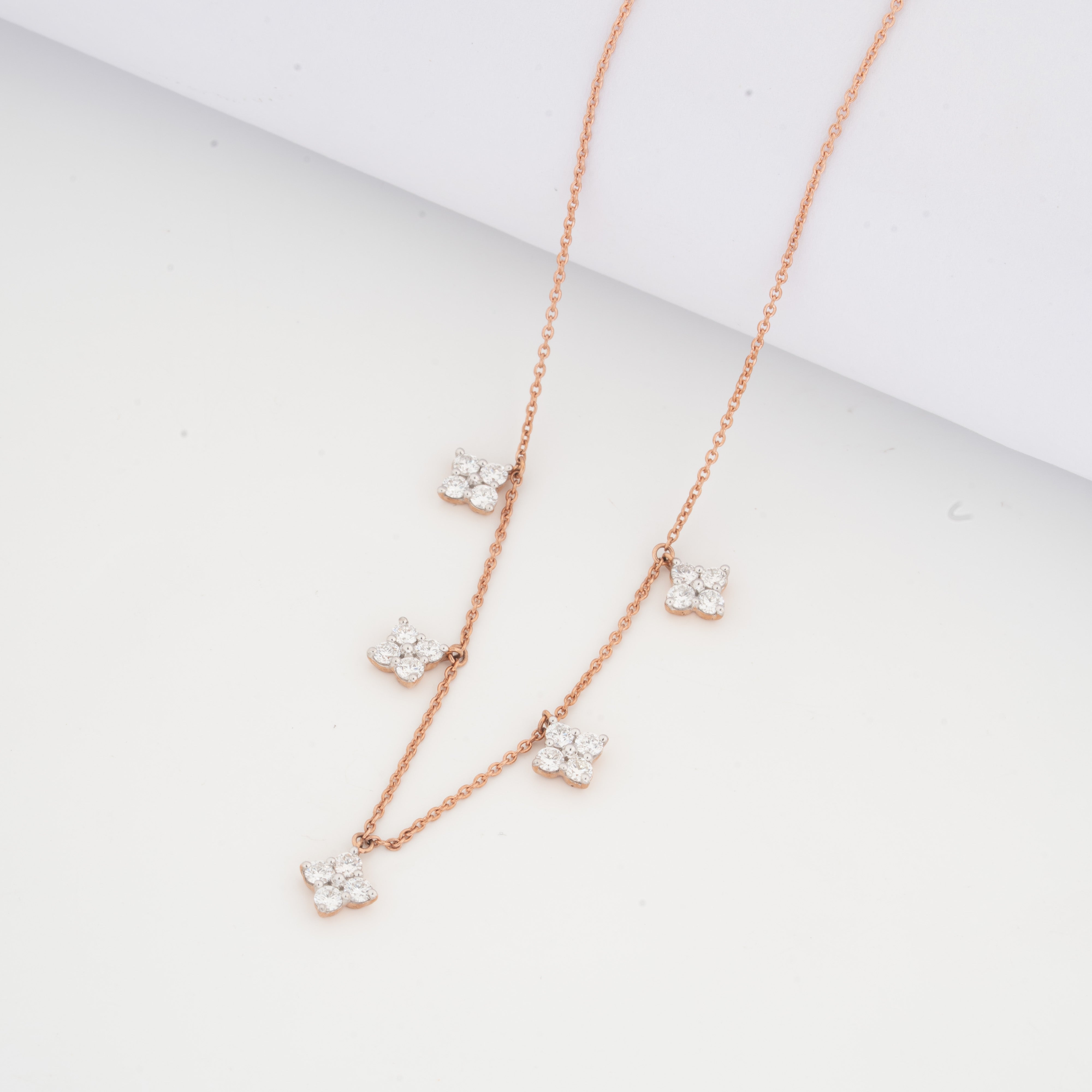 Four Petal Diamond Pendant Necklace