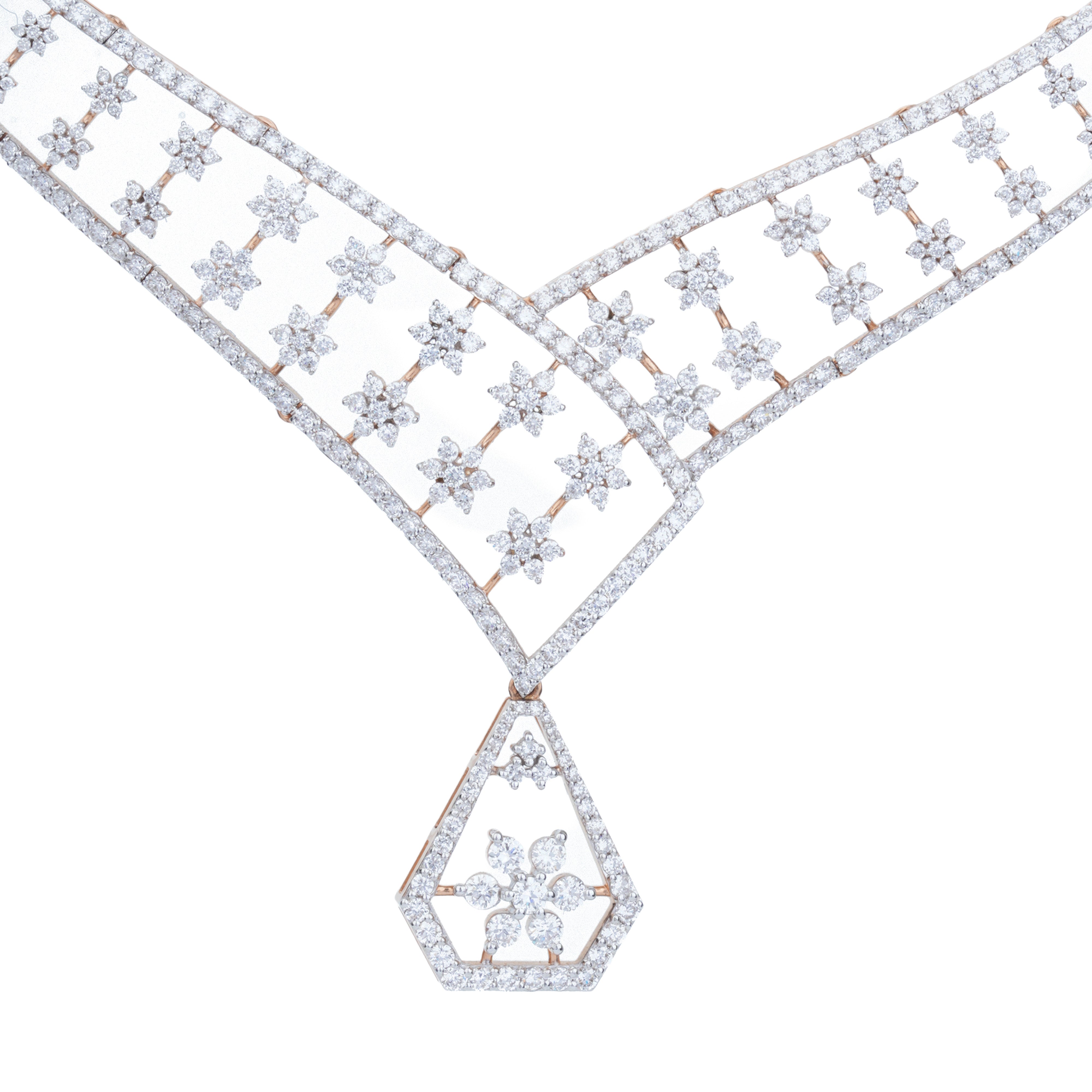 Lattice Floral Lab-Grown Diamond Necklace