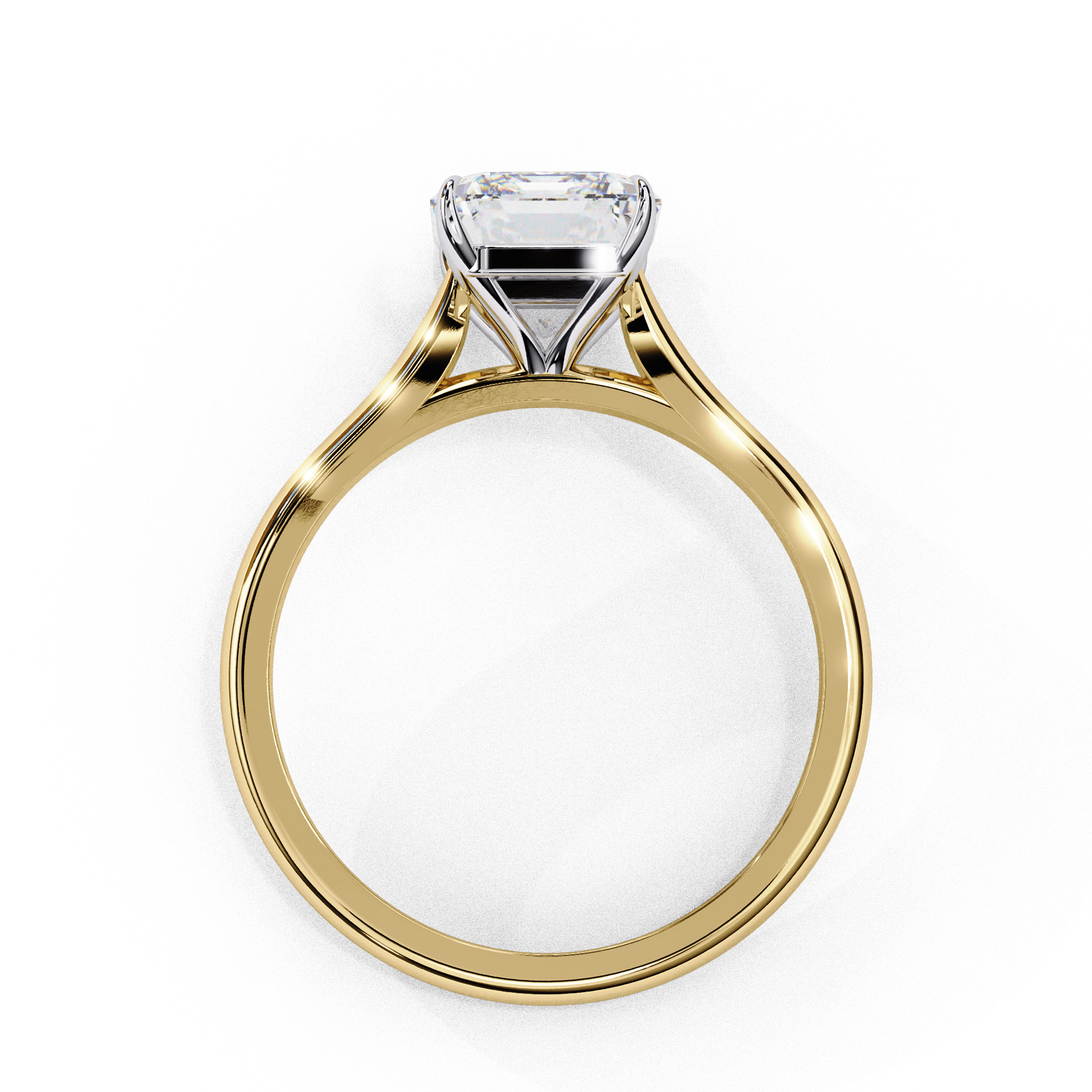 50 Cent Cushion Cut Solitaire Diamond Ring in 18KT Yellow Gold