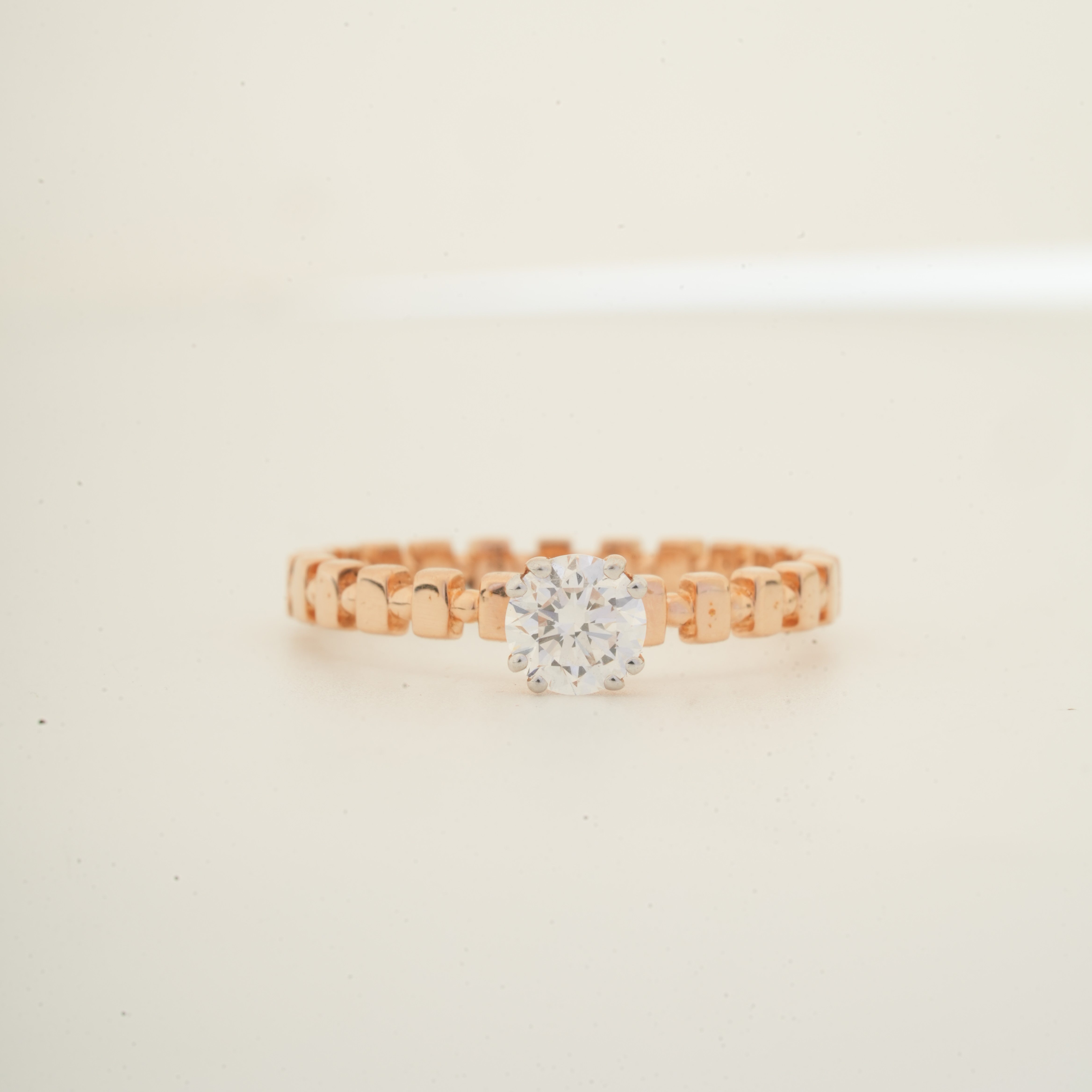 Round Solitaire Brick-Link Diamond Engagement Ring