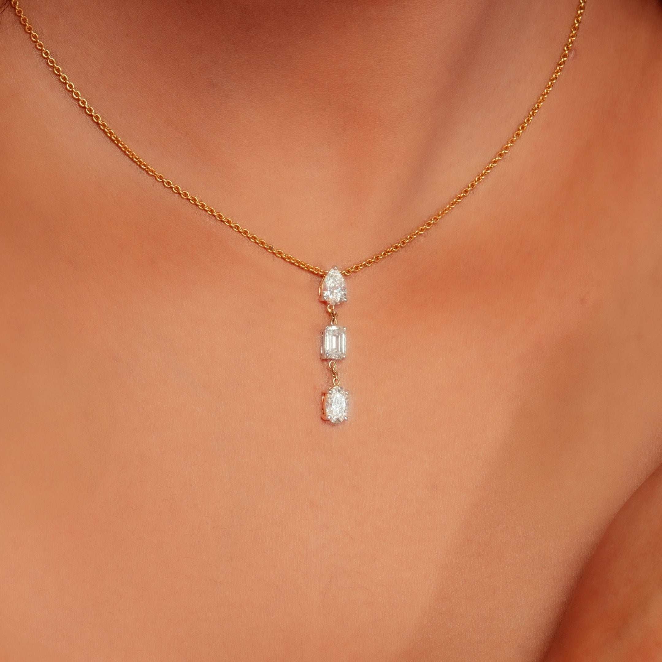 Triple Solitaire Diamond Necklace