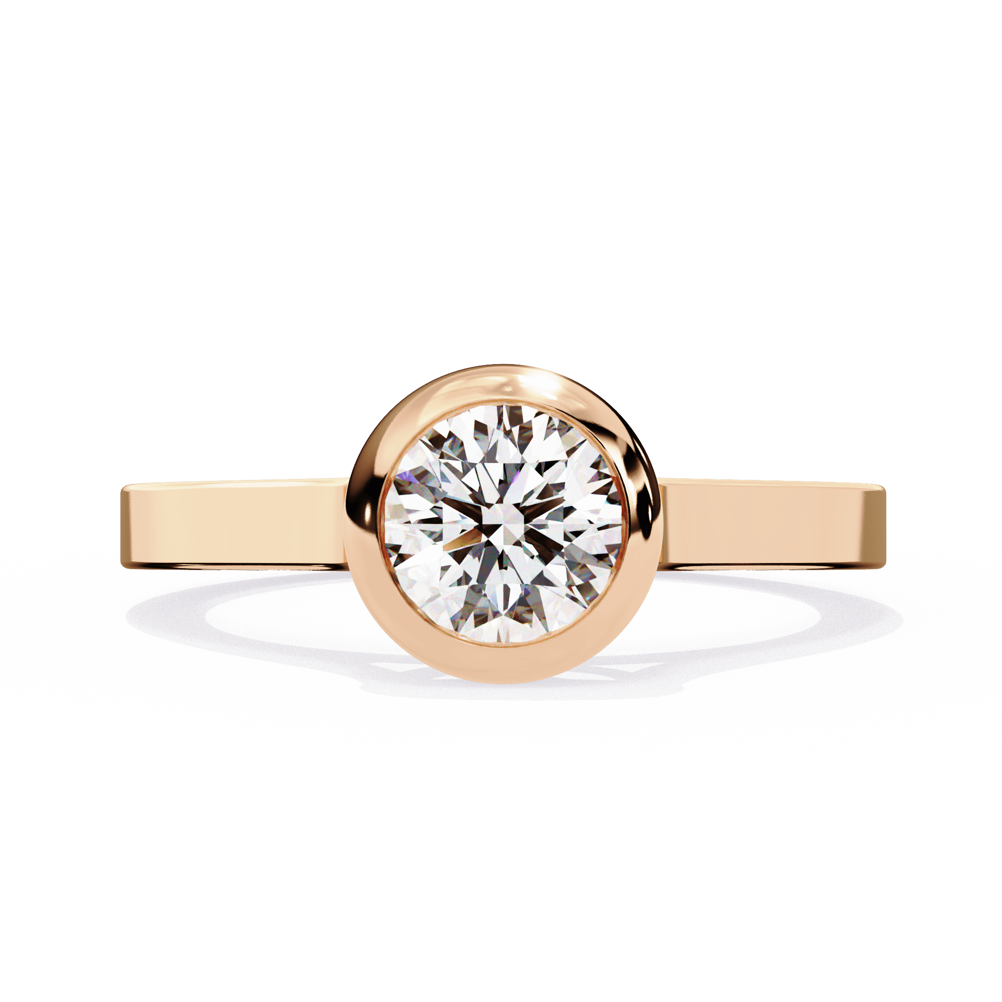 A rose gold diamond ring with a single prominent diamond in a setting that provides a modern look.