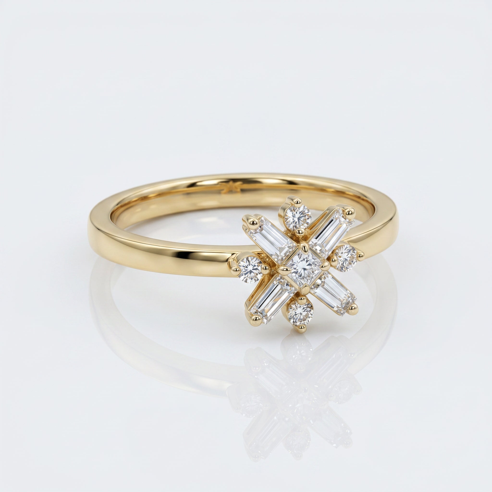 Astraea Starburst Diamond Ring 9KT Yellow Gold