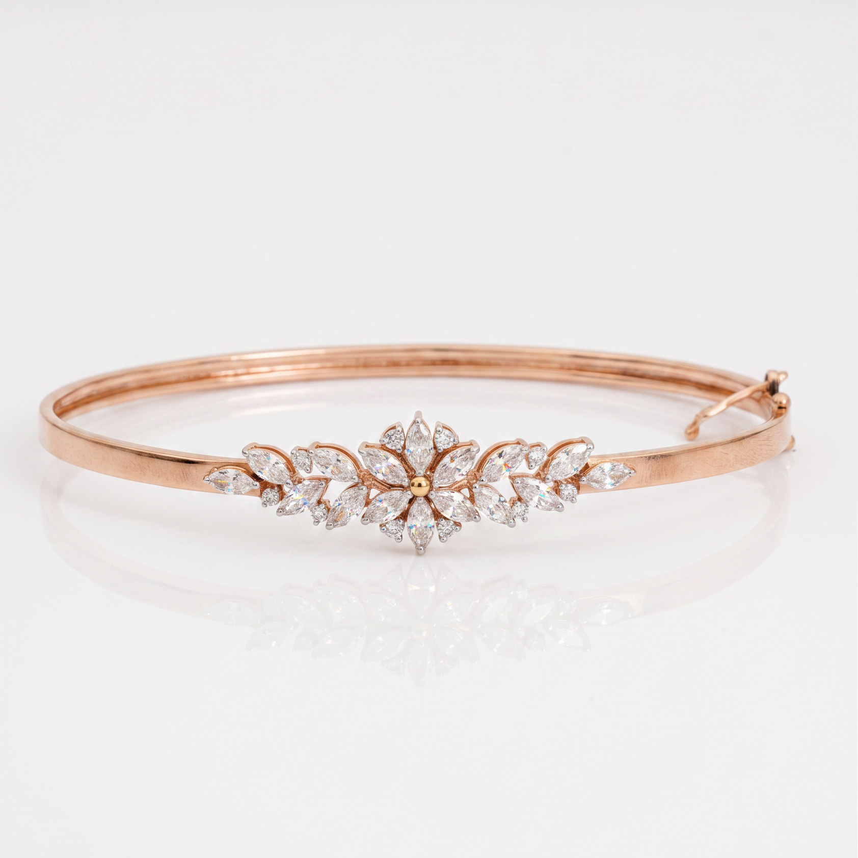 Floral Marquise Diamond Cuff Bracelet