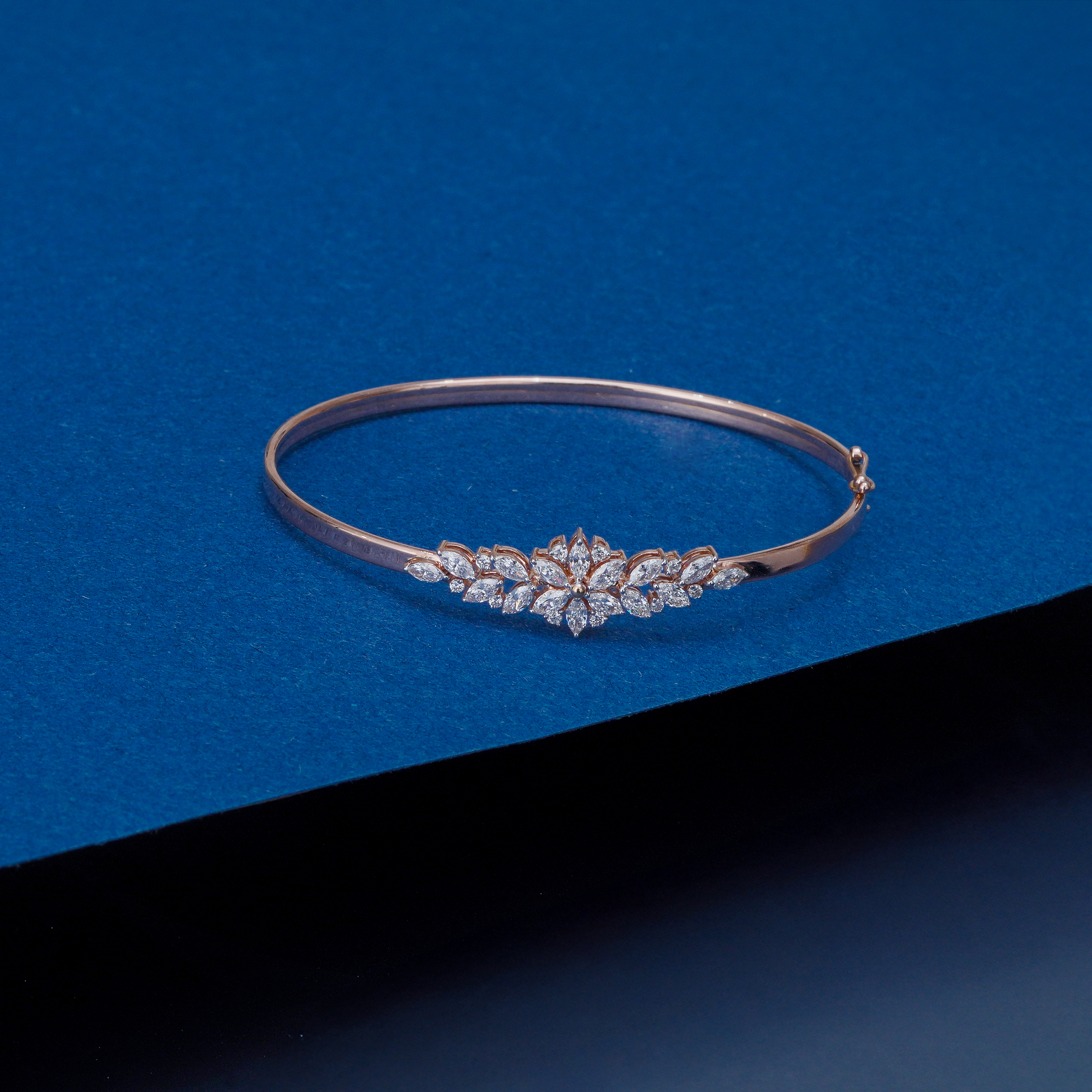 Floral Marquise Diamond Cuff Bracelet