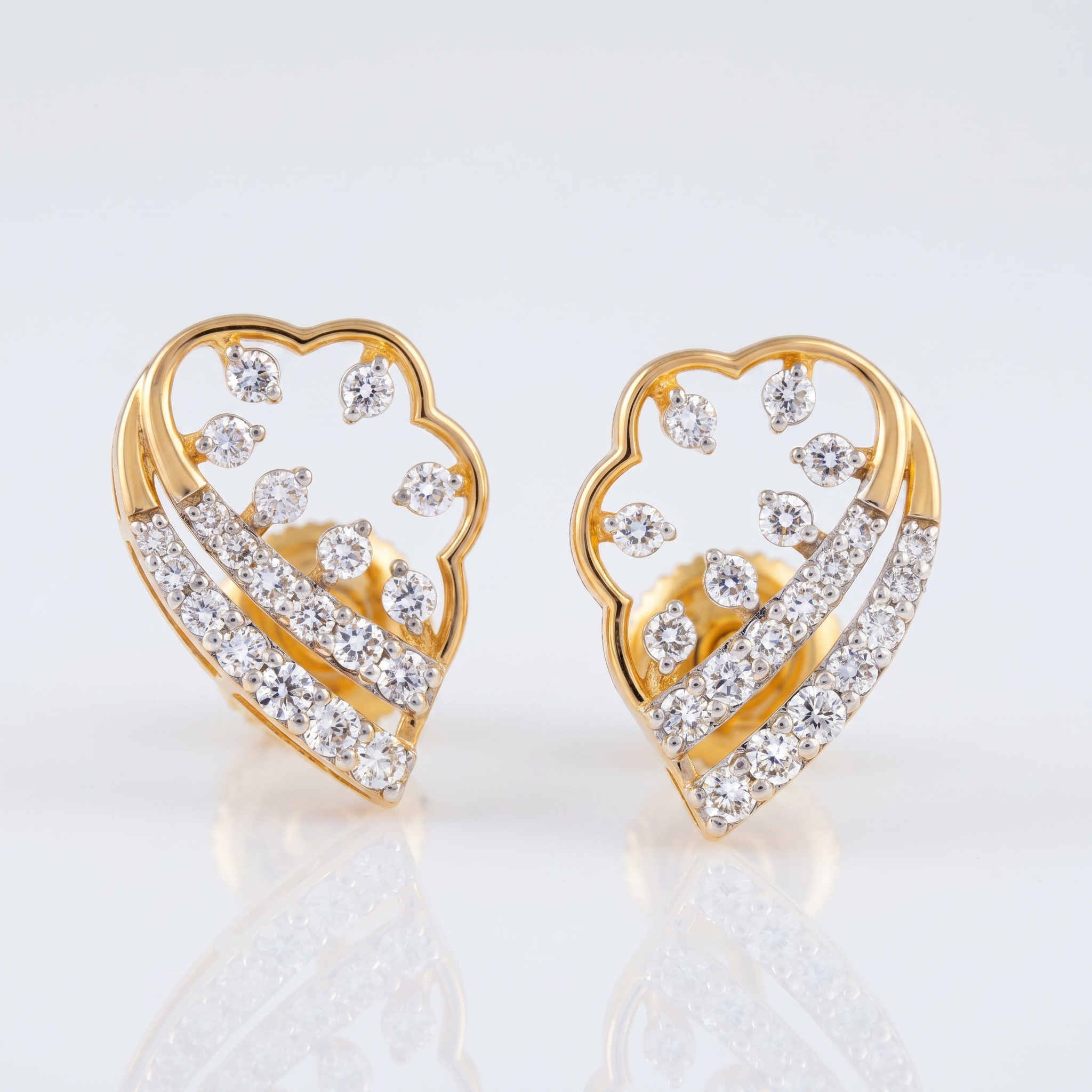 Heart Leaf Lab Grown Diamond Stud Earrings