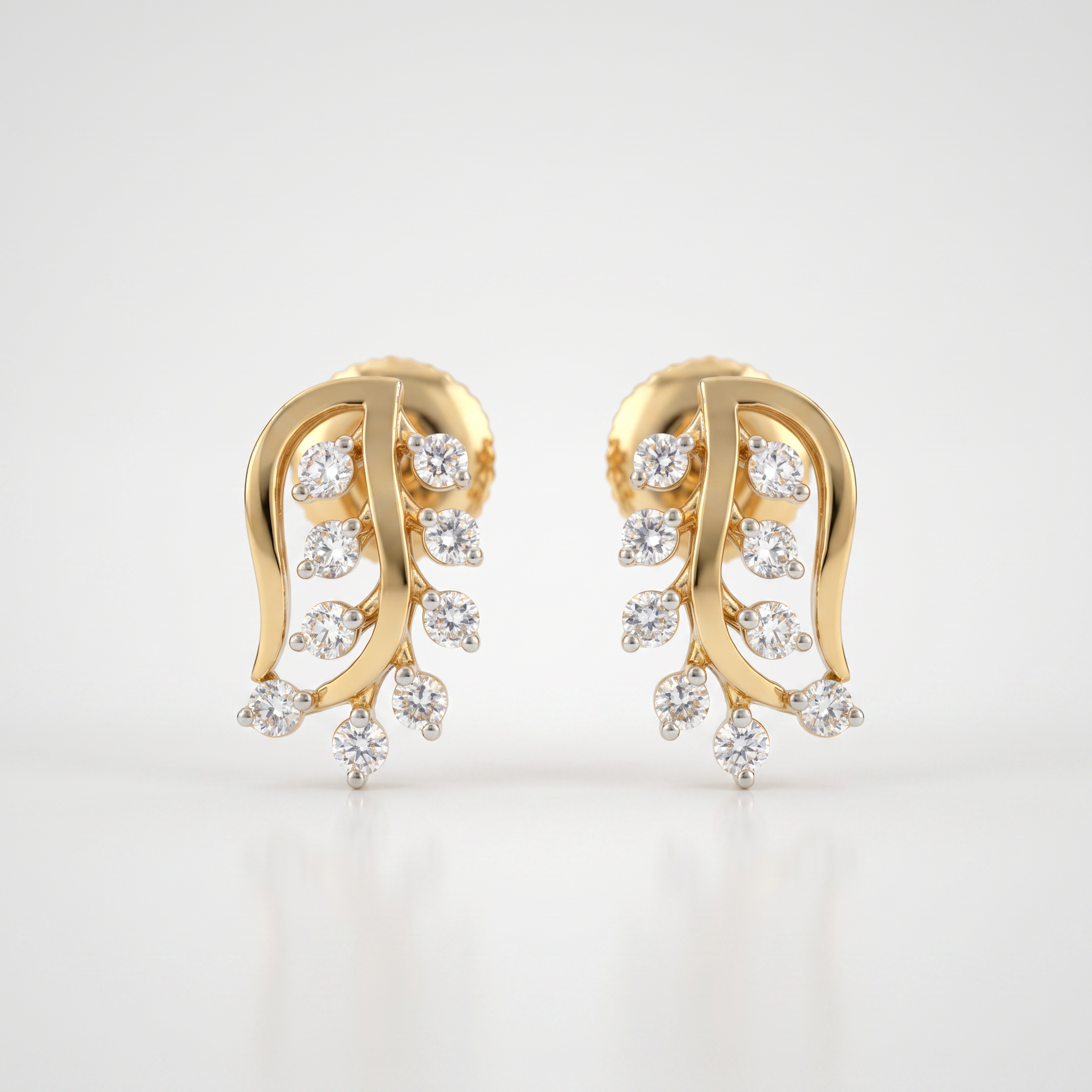 Floral Vine Lab Grown Diamond Stud Earrings