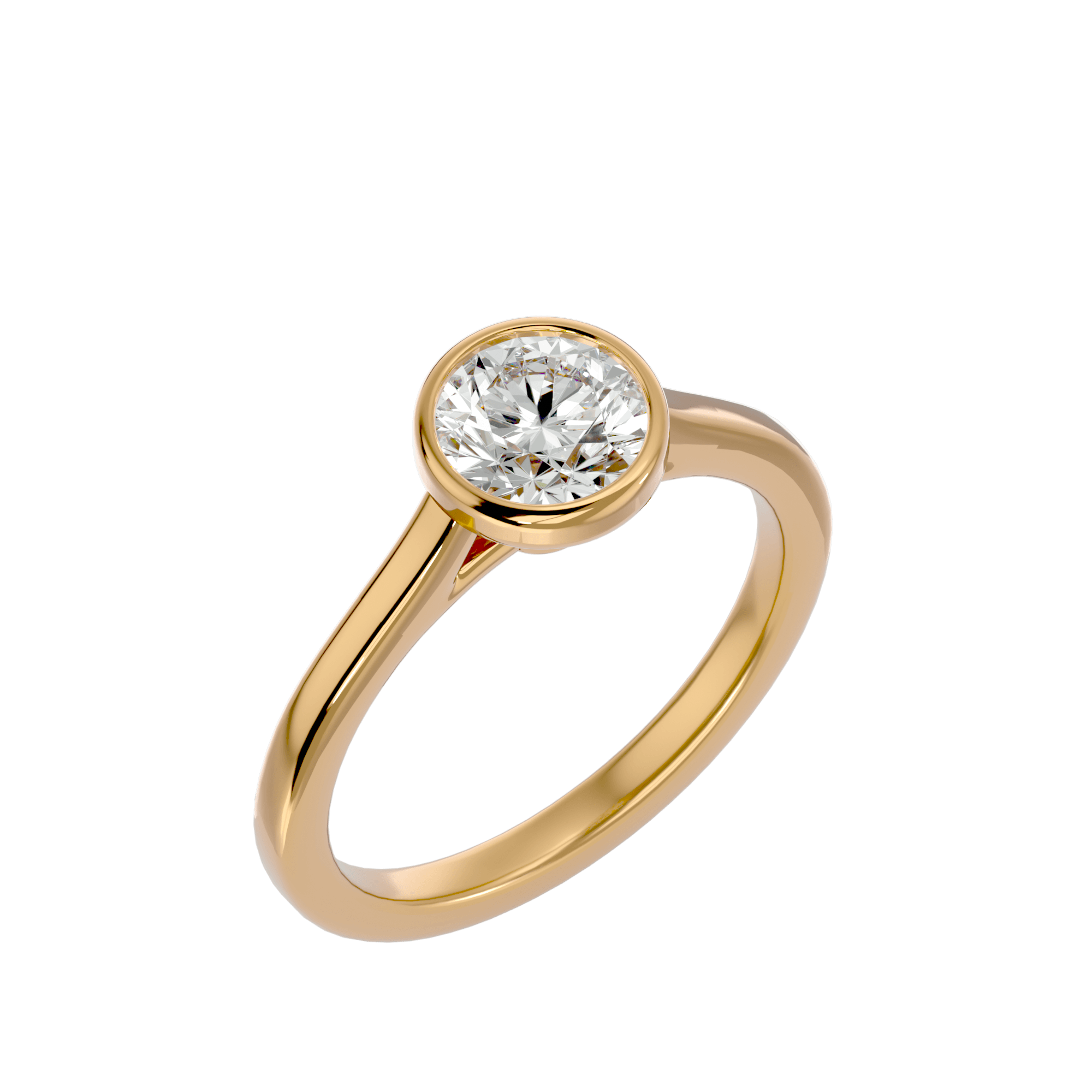 Round Diamond Bezel Solitaire Ring in Gold