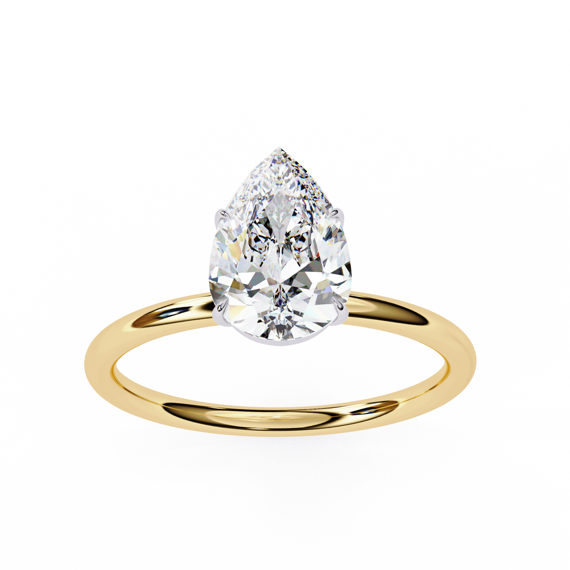 1 Carat Pear Cut Lab Grown Diamond Solitaire Ring