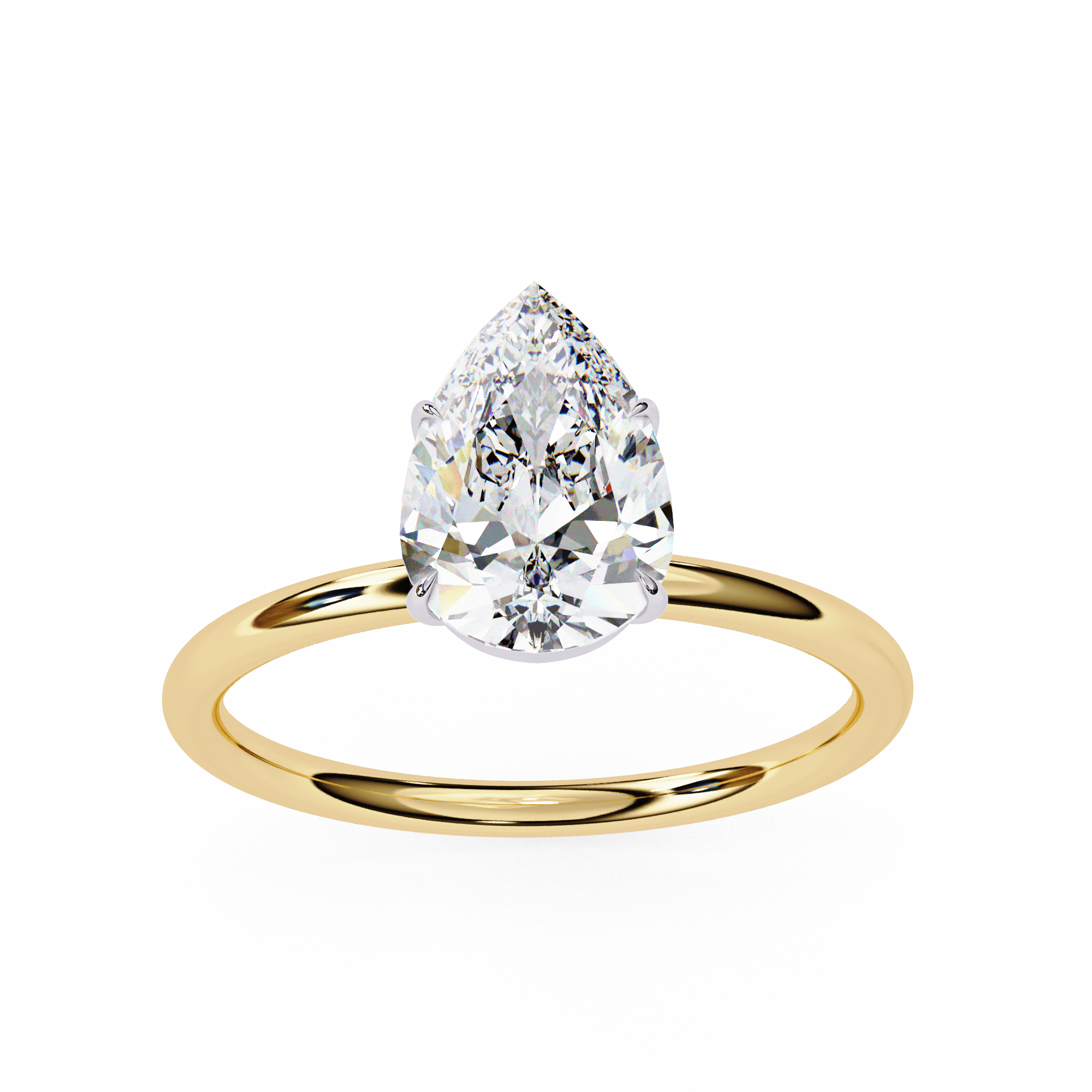 1 Carat Pear Cut Lab Grown Diamond Solitaire Ring