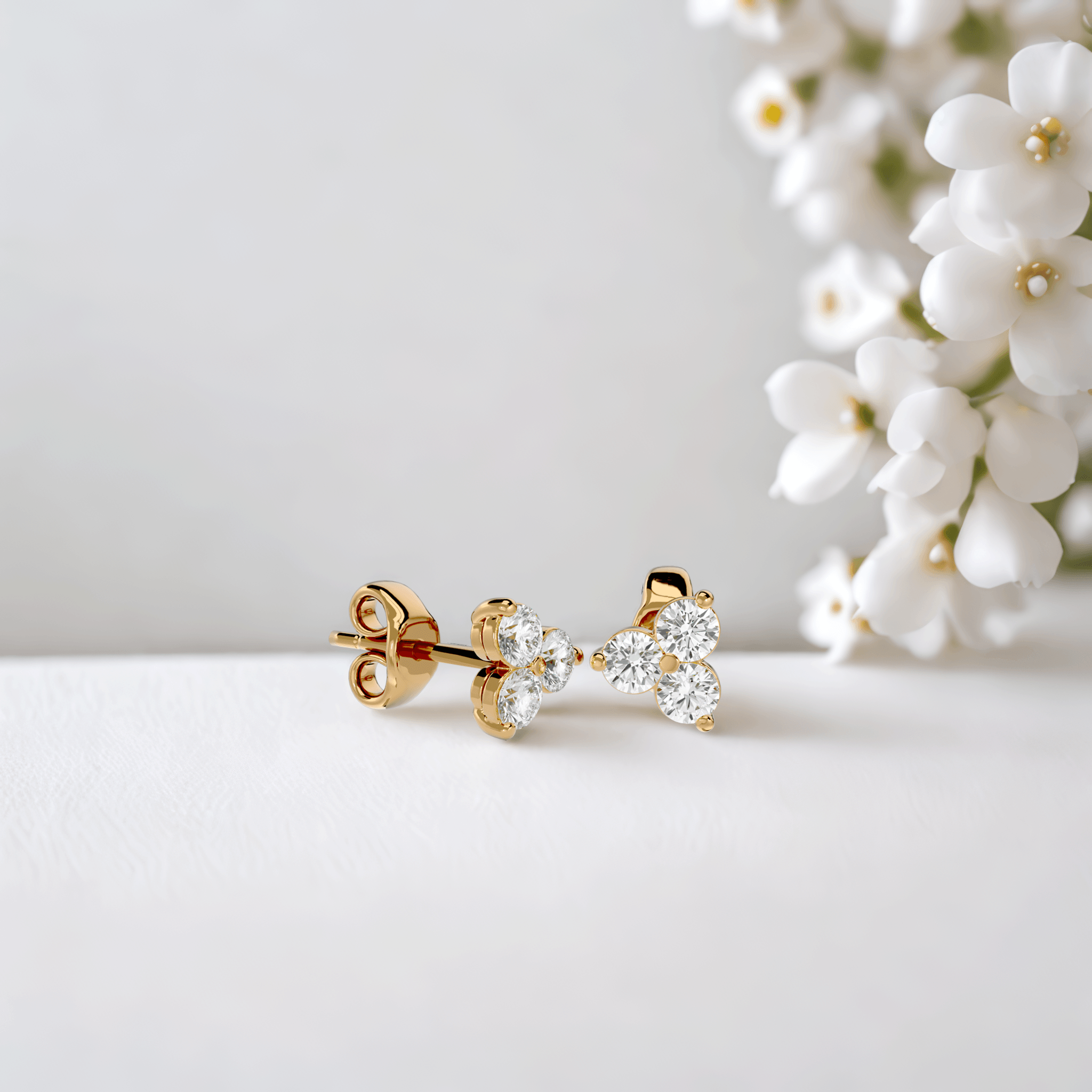 Three Stone Diamond Earrings