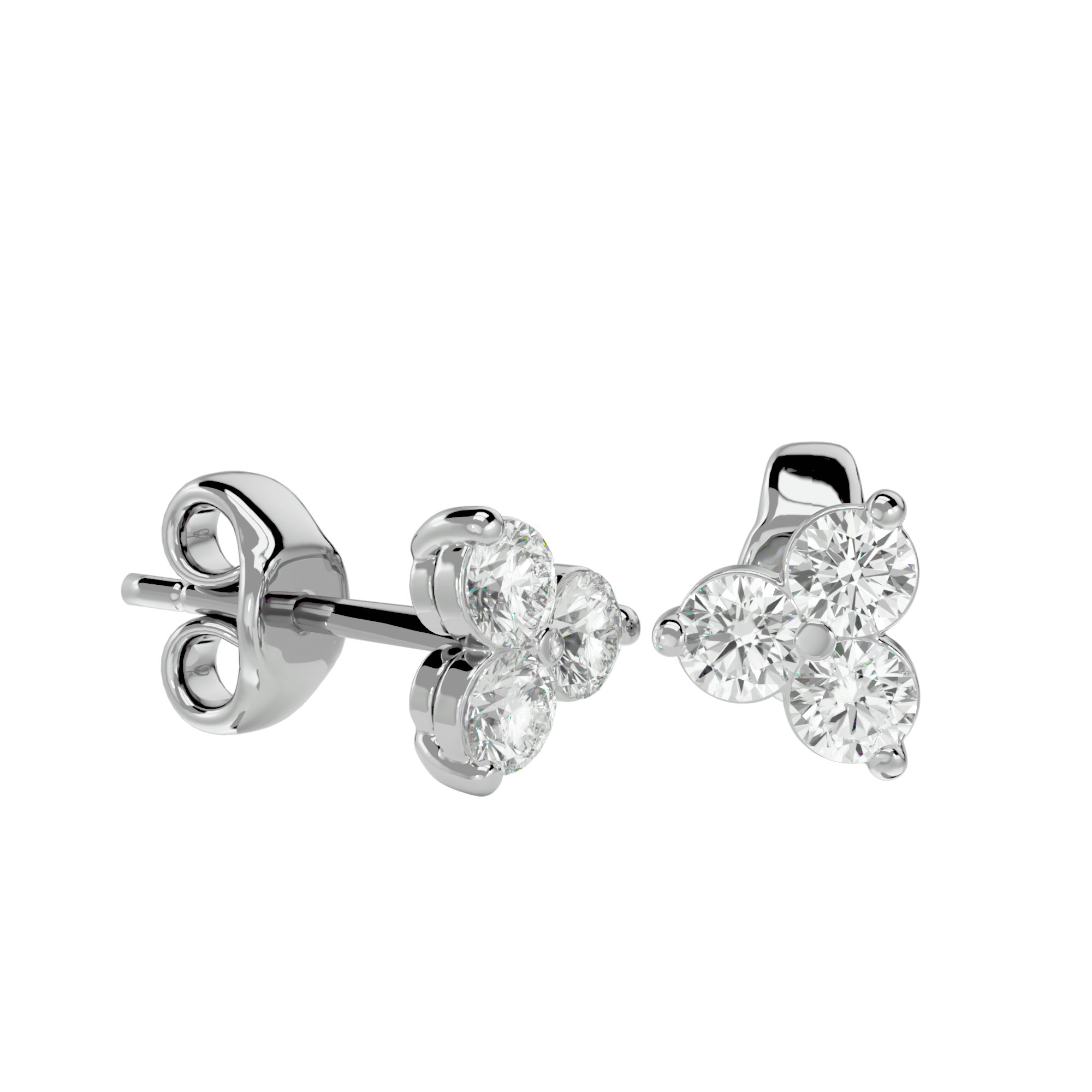 Three Stone Diamond Earrings