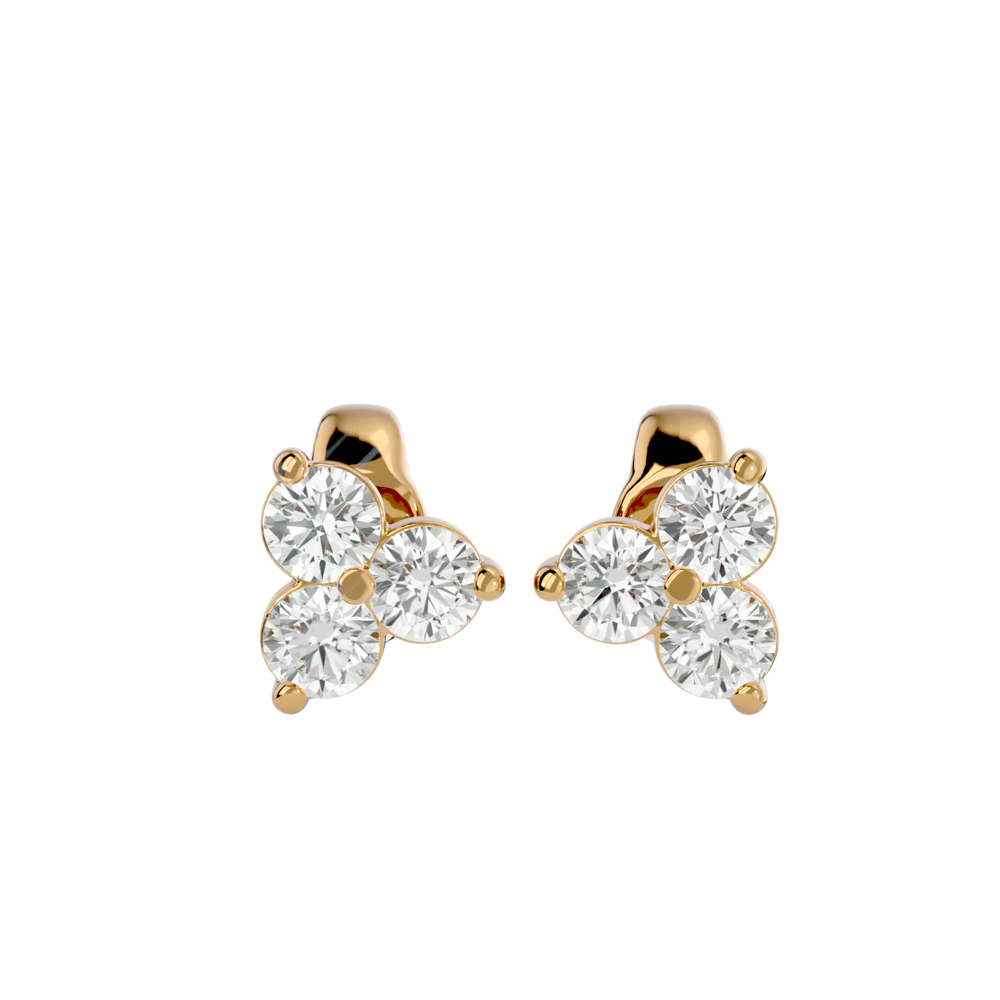 Three Stone Diamond Earrings