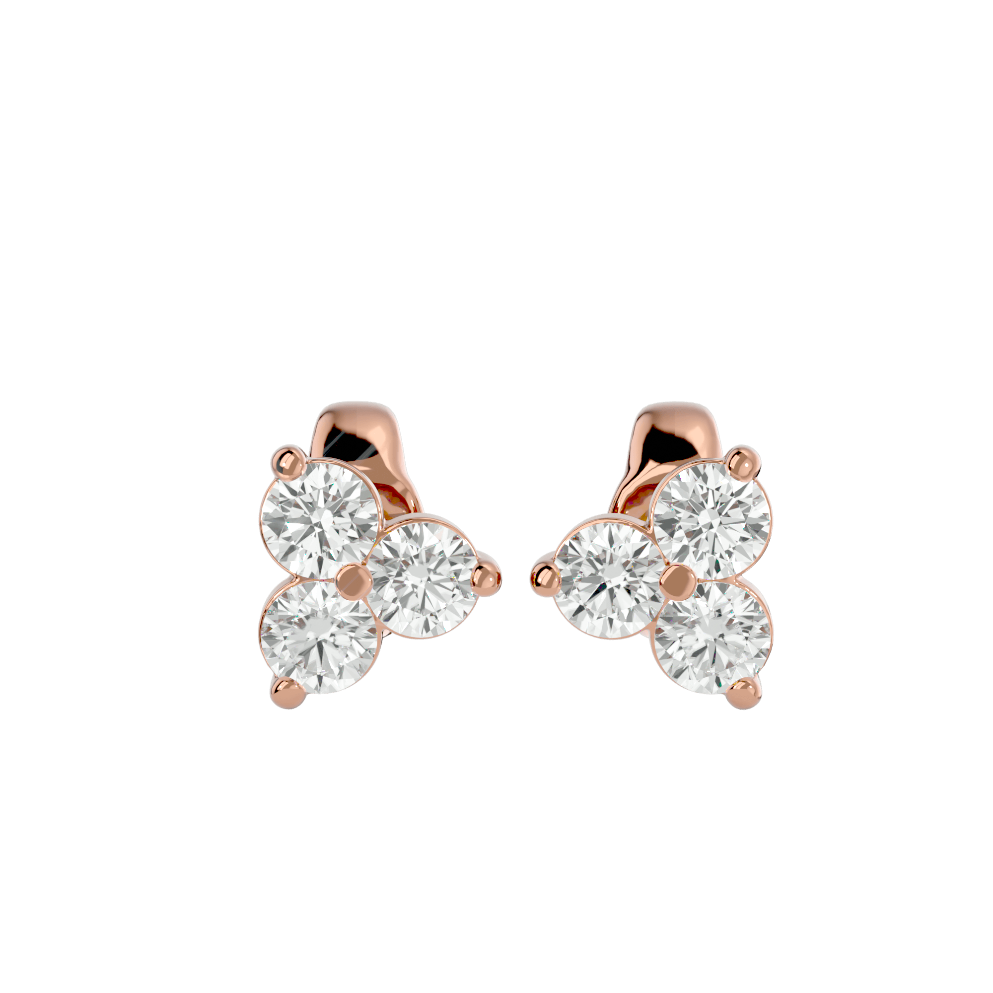 Three Stone Diamond Earrings