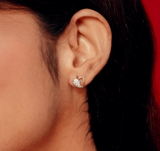 Crescent Heart Diamond Earring