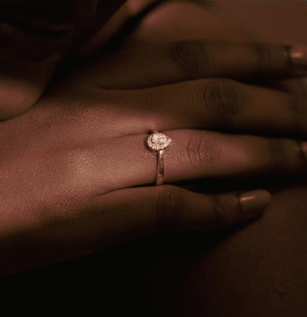 Minimal Pear Halo ring