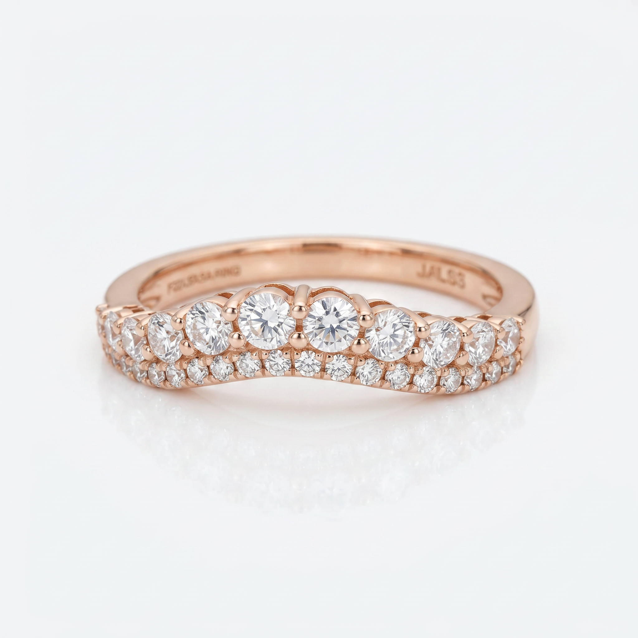Selene Curved Double-Row Diamond Wedding Band