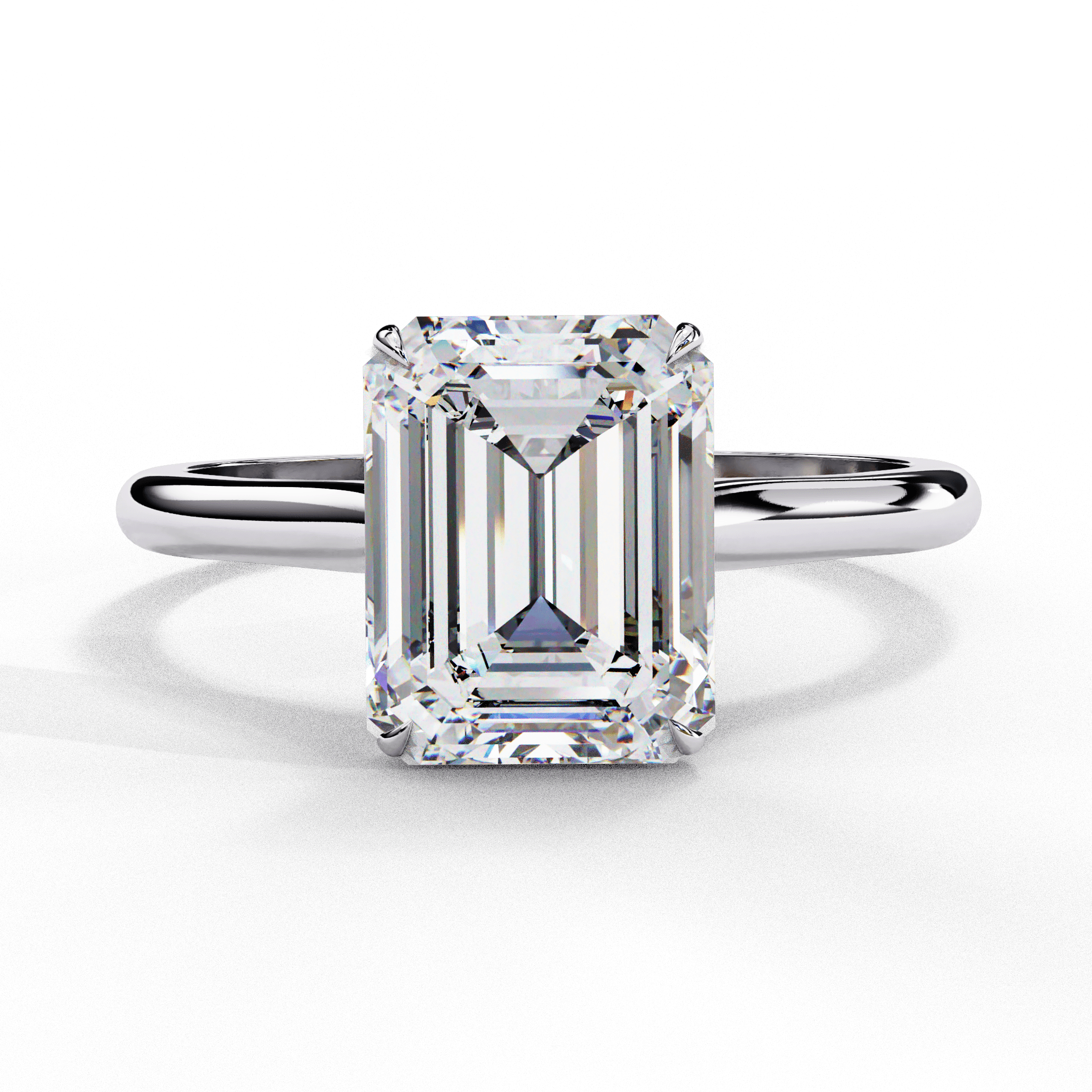 A diamond ring with a central diamond surrounded by smaller diamonds set in a white gold band