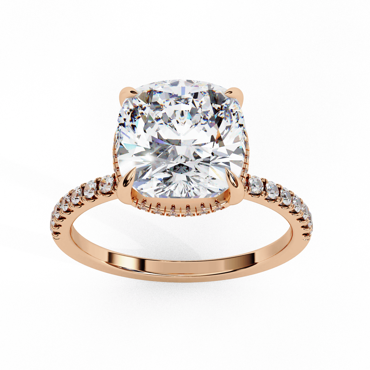 Cushion-Cut Solitaire Engagement Ring with Pavé Diamonds – product image 5