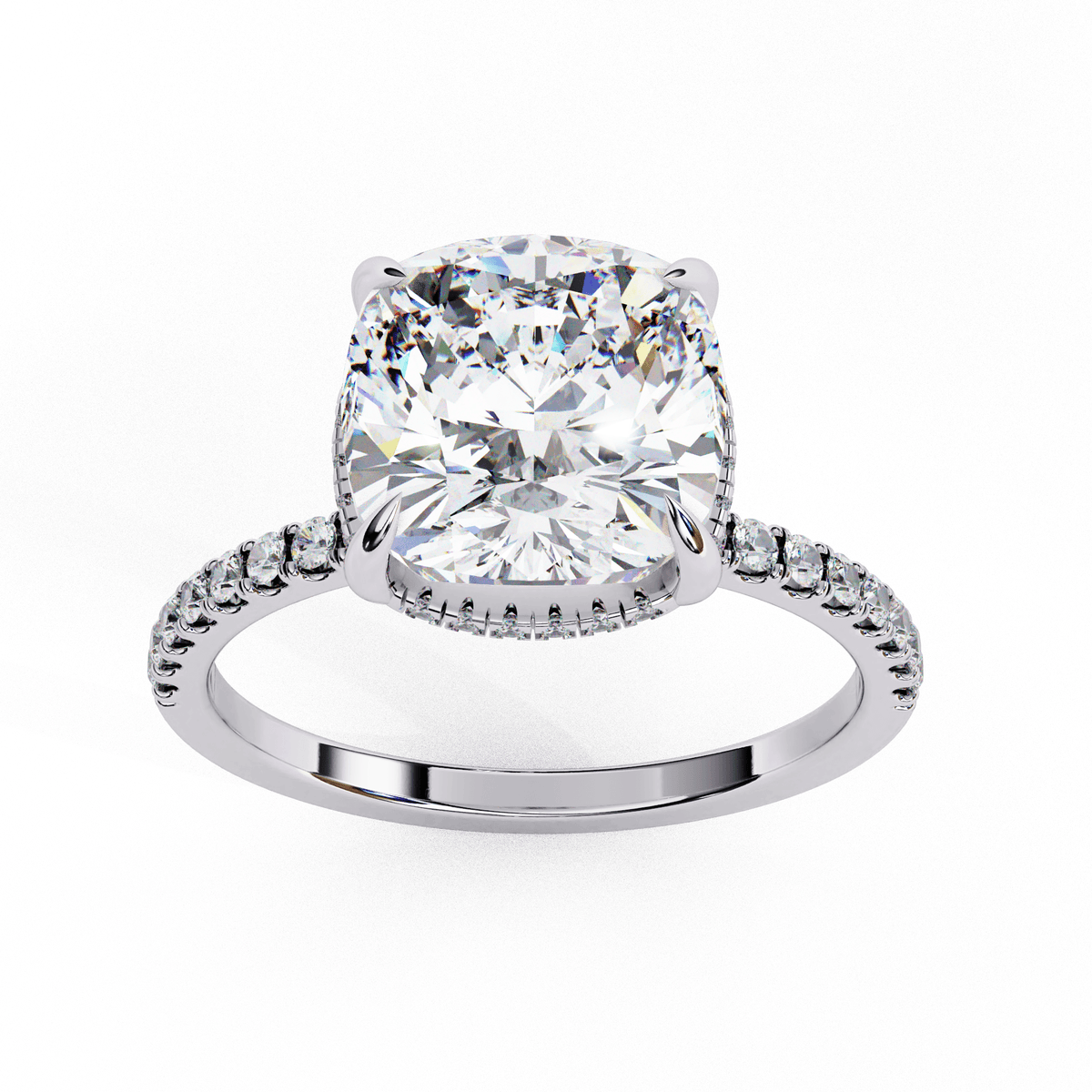 Cushion-Cut Solitaire Engagement Ring with Pavé Diamonds – product image 6