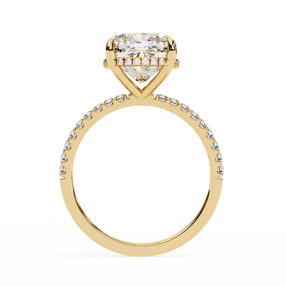 Cushion-Cut Solitaire Engagement Ring with Pavé Diamonds – product image 8