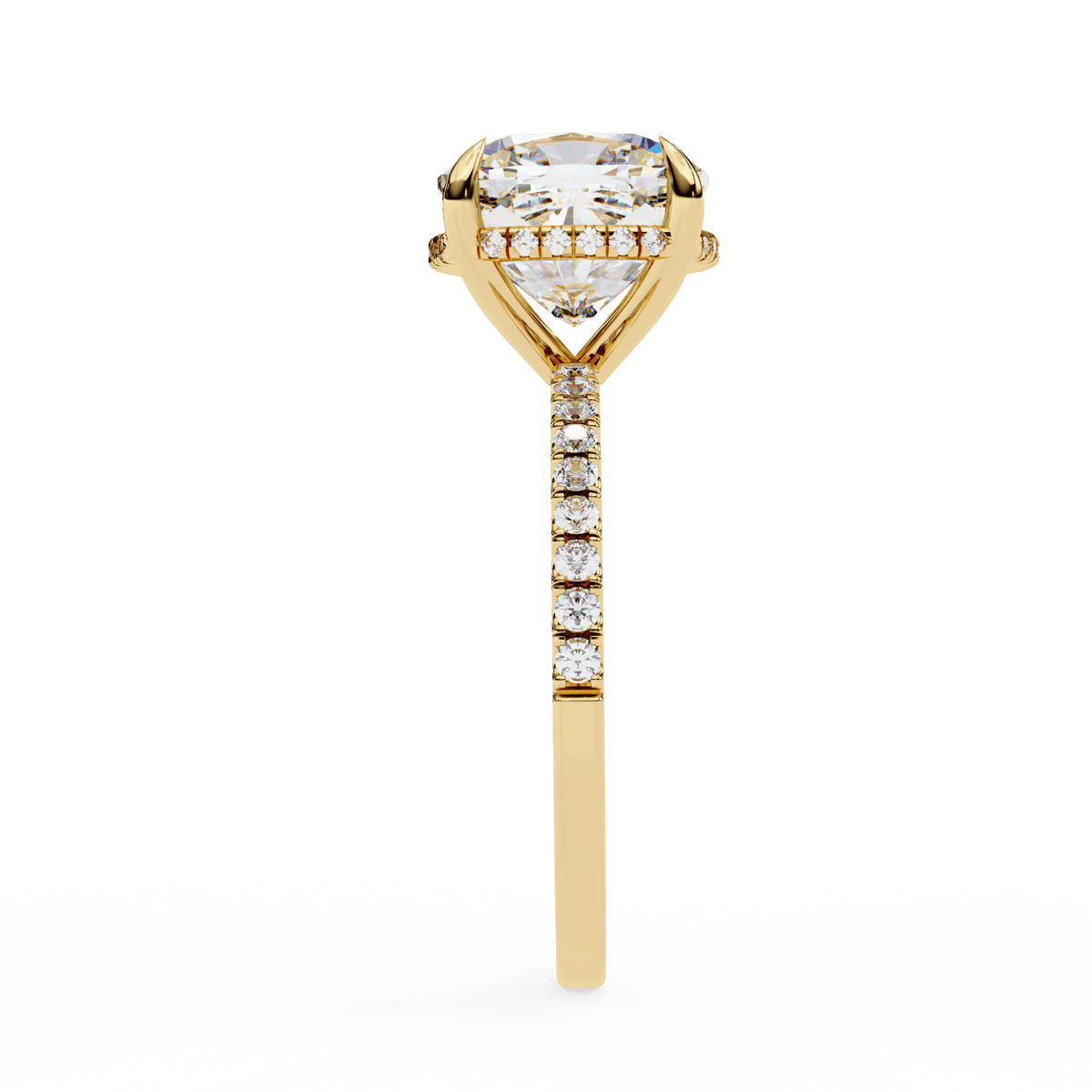 Cushion-Cut Solitaire Engagement Ring with Pavé Diamonds – product image 13