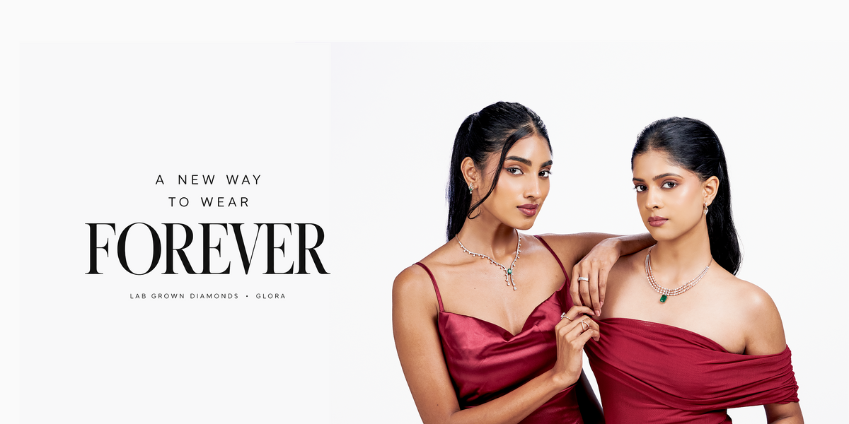 Glora Diamonds Forever campaign with two models wearing diamond jewellery
