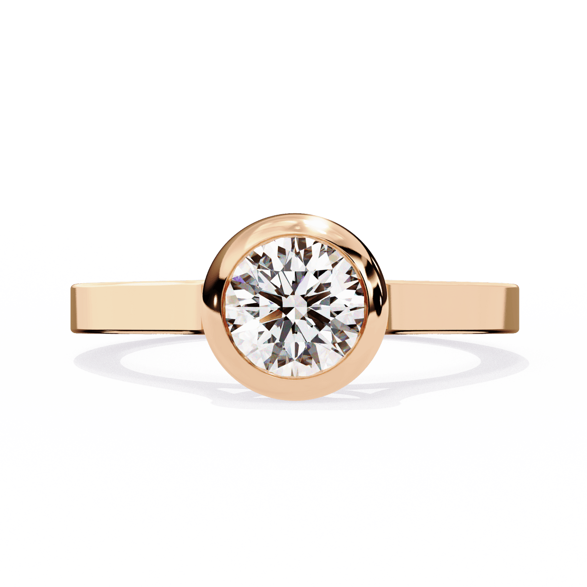 A rose gold diamond ring with a single prominent diamond in a setting that provides a modern look.