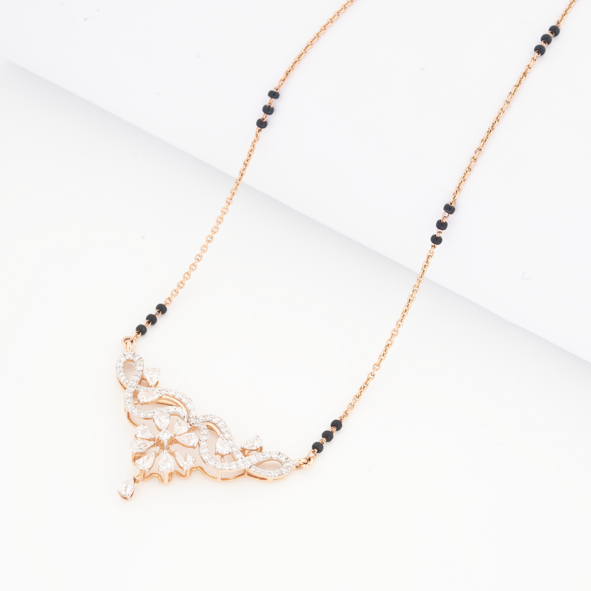 Floral Grace Diamond Mangalsutra Pendant – product image 3