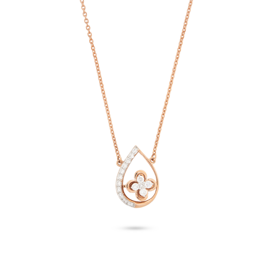 Floral Teardrop Lab Grown Diamond Pendant Necklace – product image 2