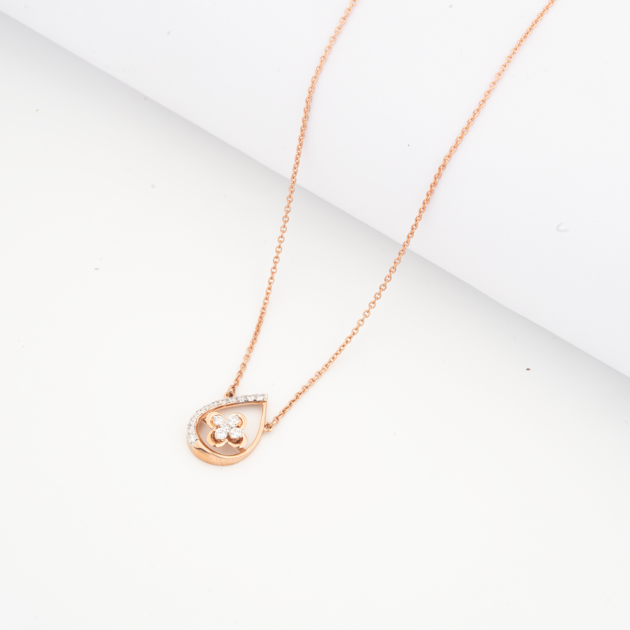 Floral Teardrop Lab Grown Diamond Pendant Necklace – product image 3