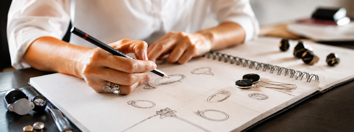 Jewellery designer sketching a custom ring